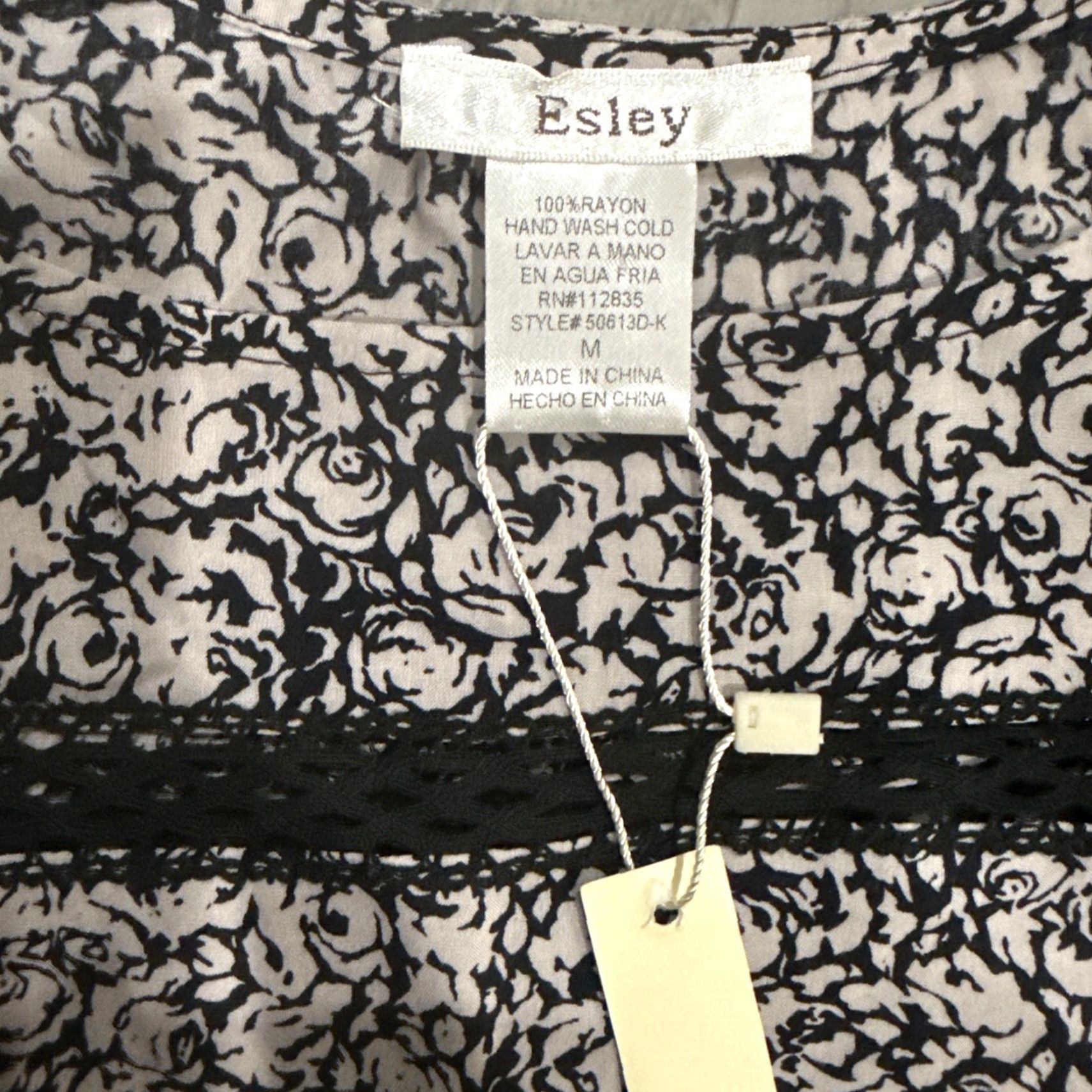 J Brand Esley Dress Fit & Flare Black Tan Floral Lace Ruffle Sleeve Knee Length NWT Womens M Knit Sleeveless? Size M / US 6-8 / IT 42-44 - 2 Thumbnail