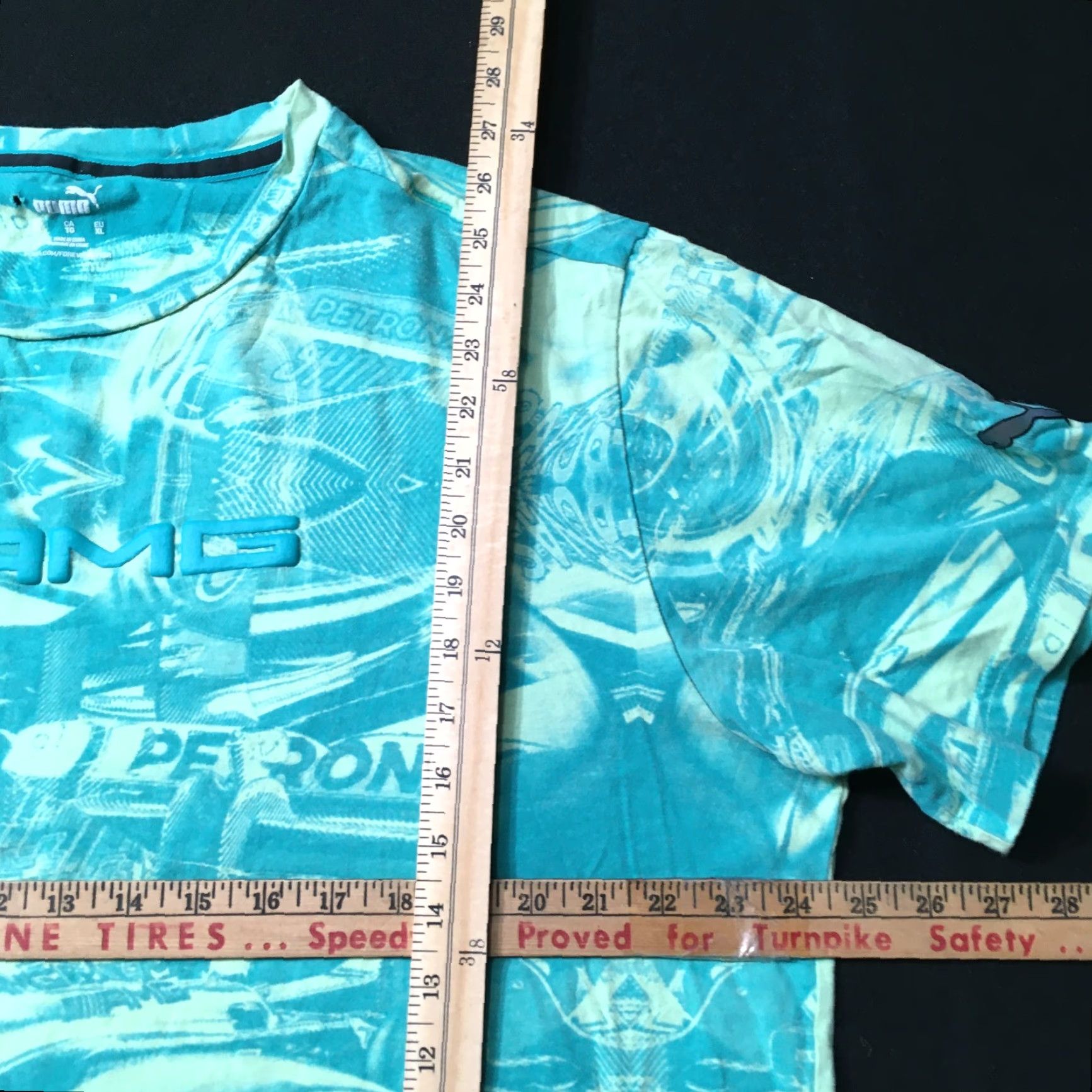 Puma PUMA BENZ LOGO AMG T-Shirt Mens XL Green All Over Print Size US XL / EU 56 / 4 - 6 Thumbnail