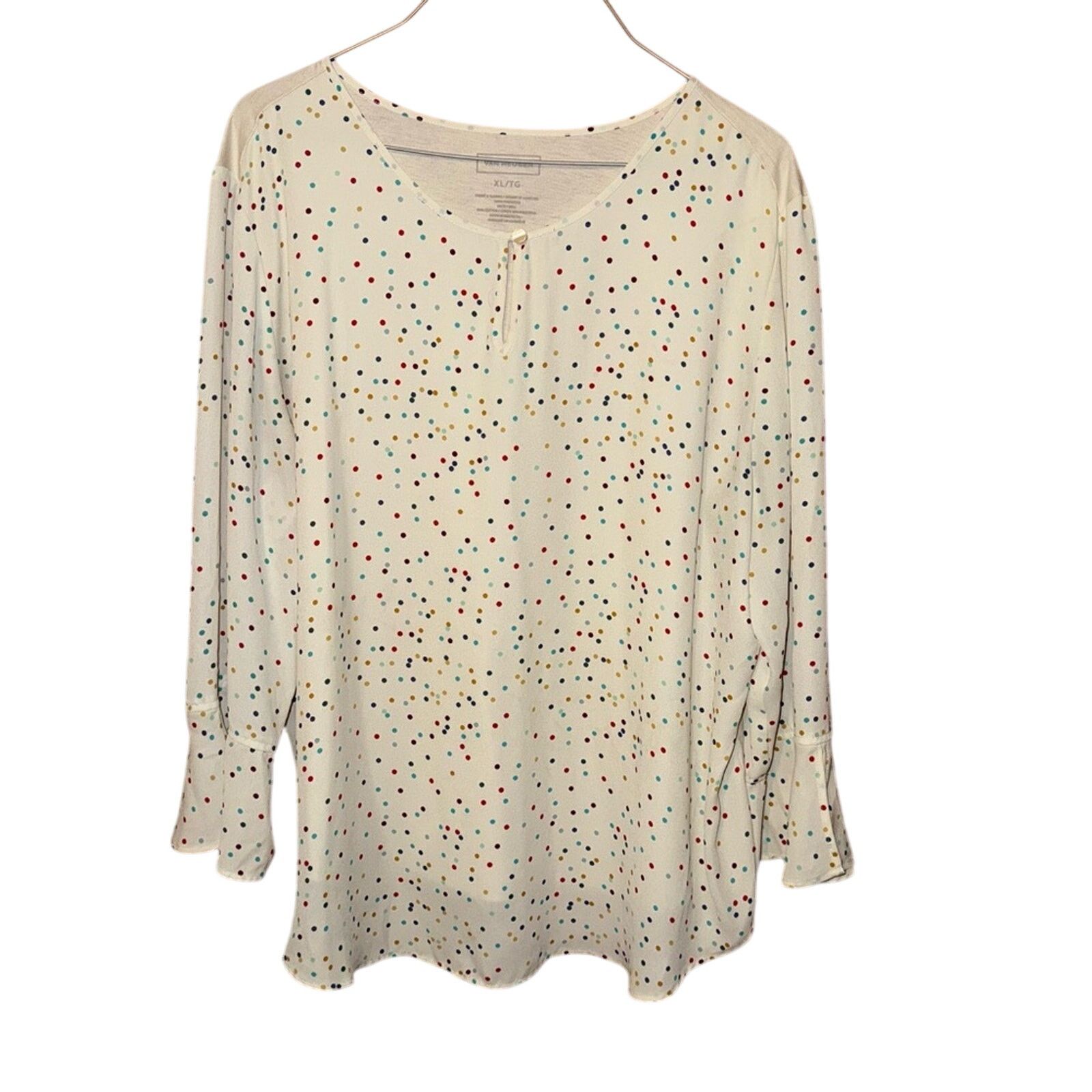 Van Heusen Van Heusen White Relaxed Blouse with Bishop Sleeves Size XL / US 12-14 / IT 48-50 - 1 Thumbnail