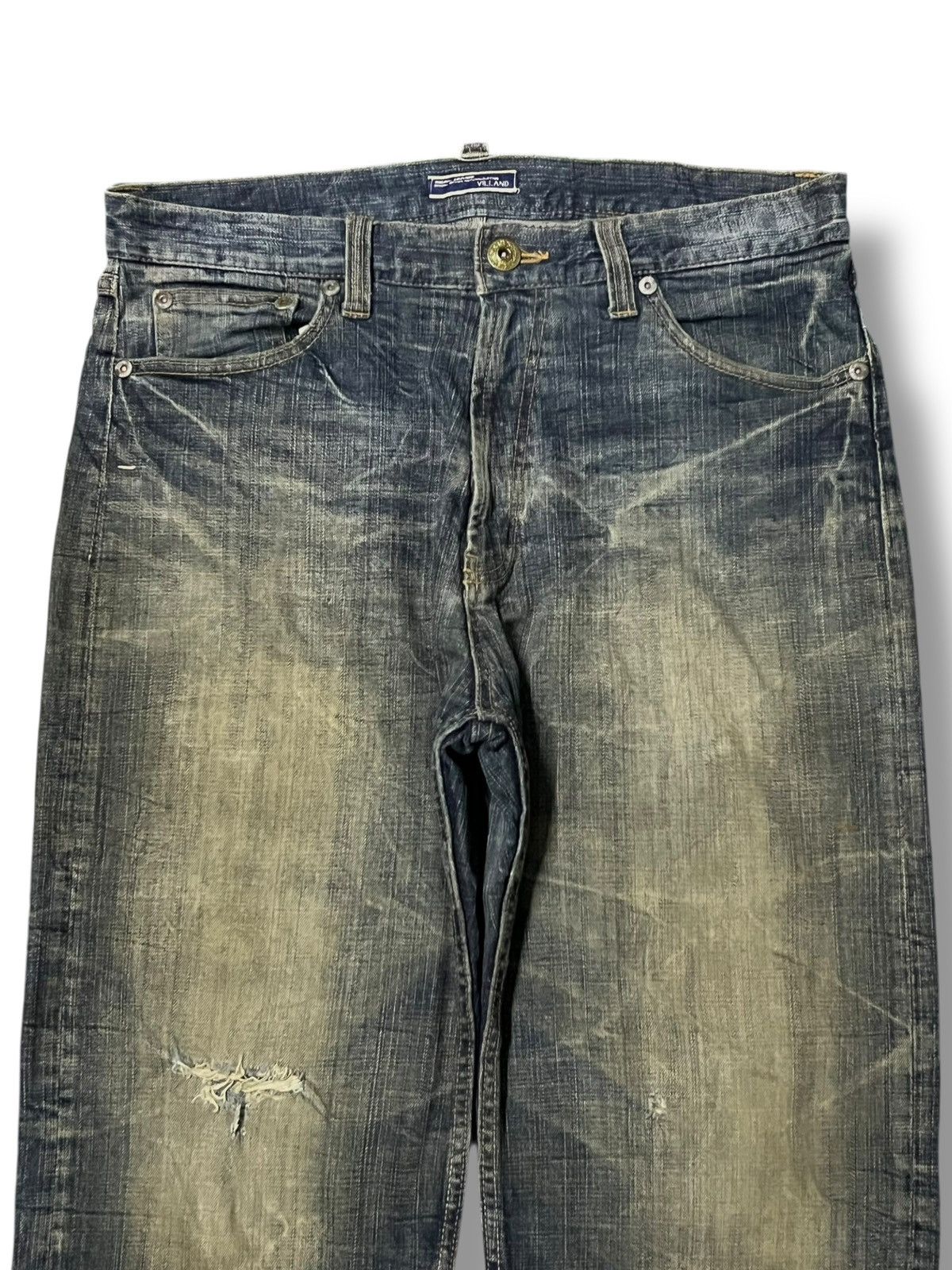 Japanese Brand Vintage Japanese Oririn Villand - Mud Wash Whiskering Jeans Size US 35 - 4 Thumbnail
