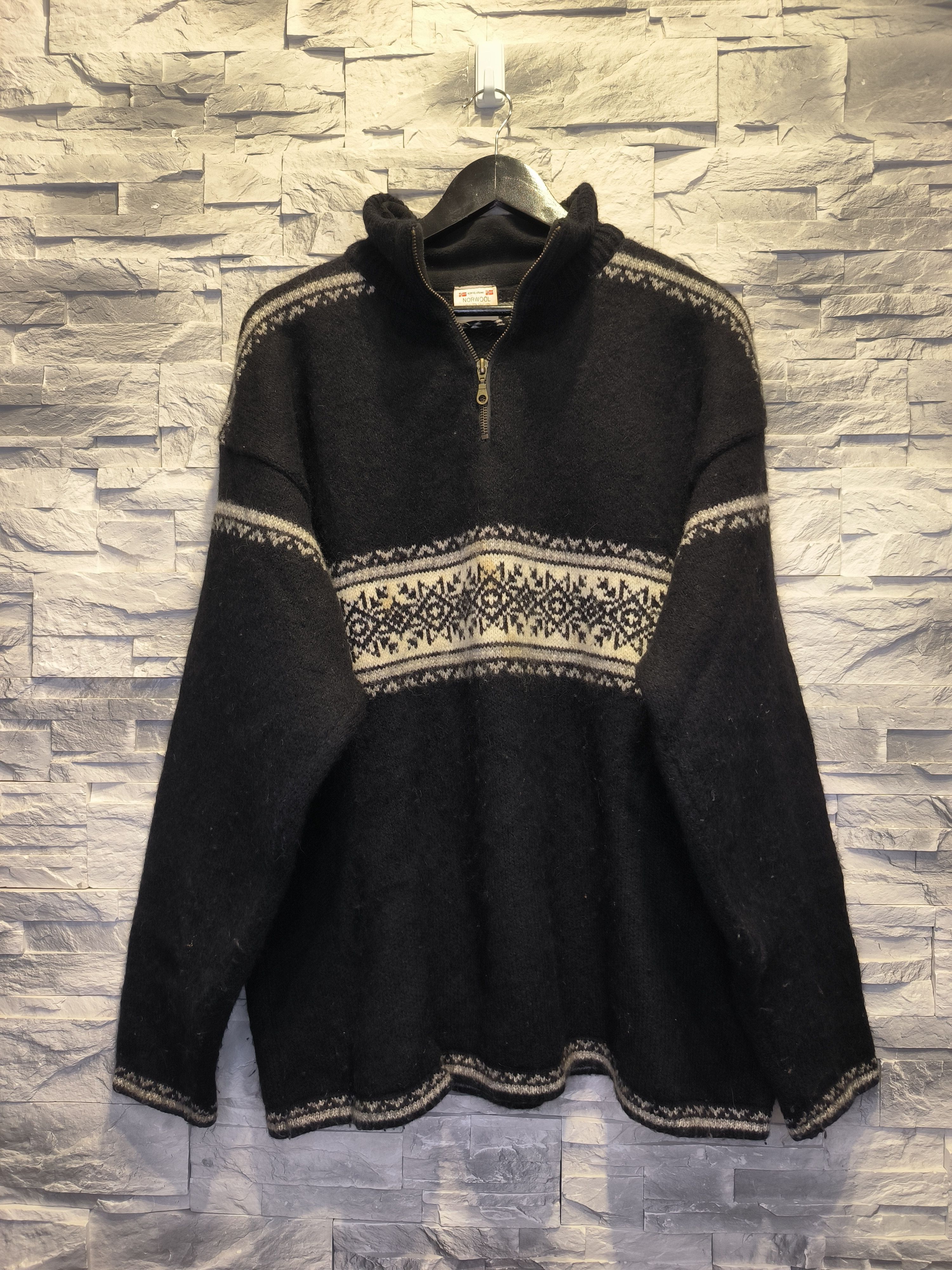 Norwool × Vintage Norwool Knitwear Wool Vintage Half Zip Black Size US XL / EU 56 / 4 - 1 Thumbnail