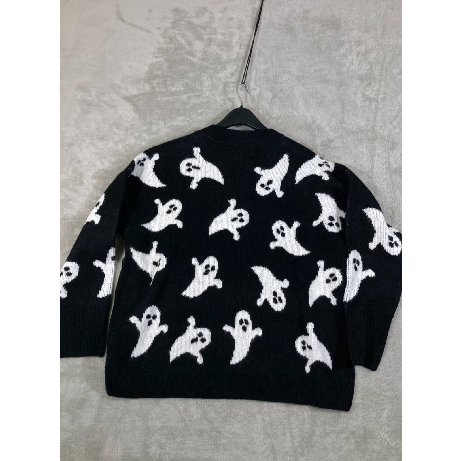 Vince Camuto Vince Camuto Halloween Ghosts AOP Sweater Women M Black White Knit Crew Neck NWT Pullover Long Sleeve Holiday Party/Cocktail Size M / US 6-8 / IT 42-44 - 7 Thumbnail