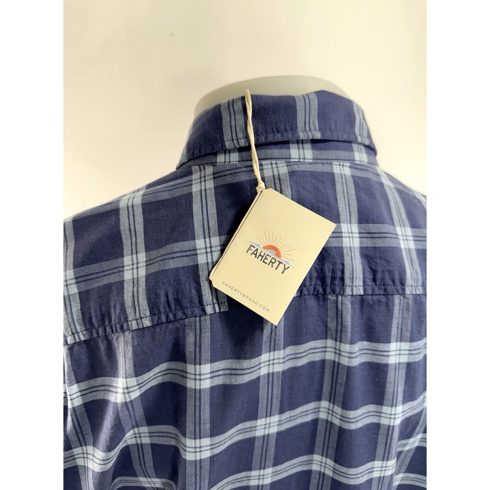 Faherty FAHERTY Linen Plaid Summer L Shirt String - Blue - Long Sleeve - Button-Up - Men - M Size US M / EU 48-50 / 2 - 5 Thumbnail