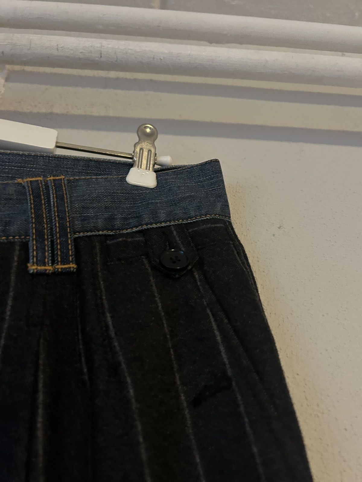 Dolce & Gabbana Pinstripe Wool Trousers with Denim Accents - Size 50 Size US 34 / EU 50 - 6 Thumbnail