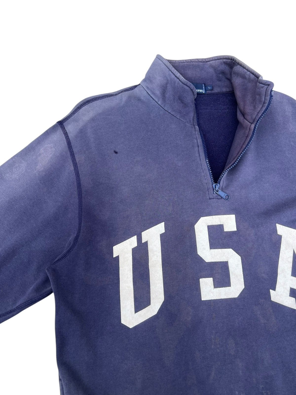 Polo Ralph Lauren Trashed 90s Polo Ralph Lauren Sun Faded Pull Over Sweatshirt Size US L / EU 52-54 / 3 - 7 Thumbnail