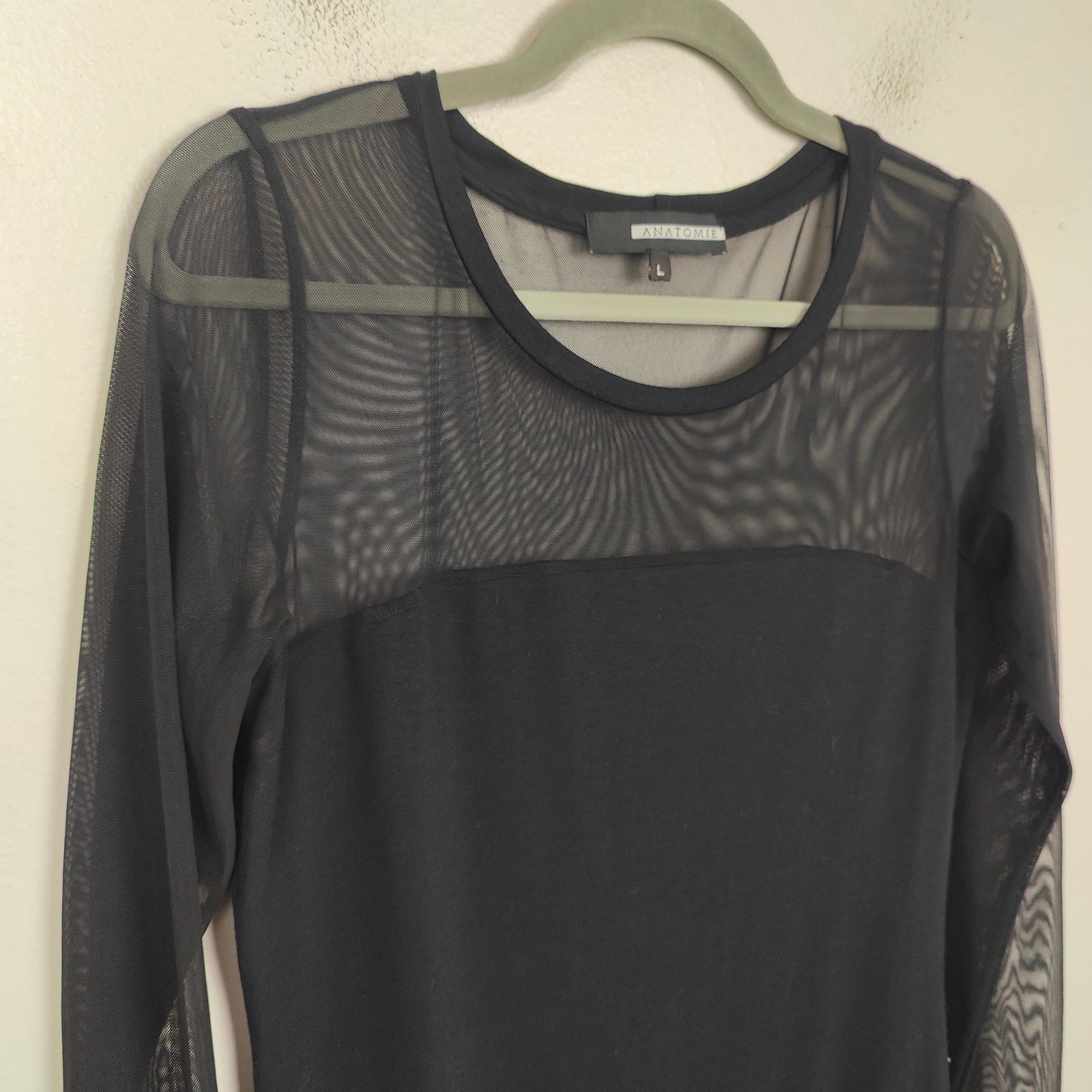 Other Anatomie Mesh Bodycon Midi Dress Womens Large Black Size L / US 10 / IT 46 - 2 Thumbnail