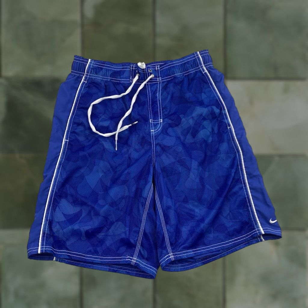 Nike VINTAGE Nike Swim Trunks Bottom Men M Blue Beach 90s Y2K Grunge Swim Shorts Size US 31 - 1 Thumbnail