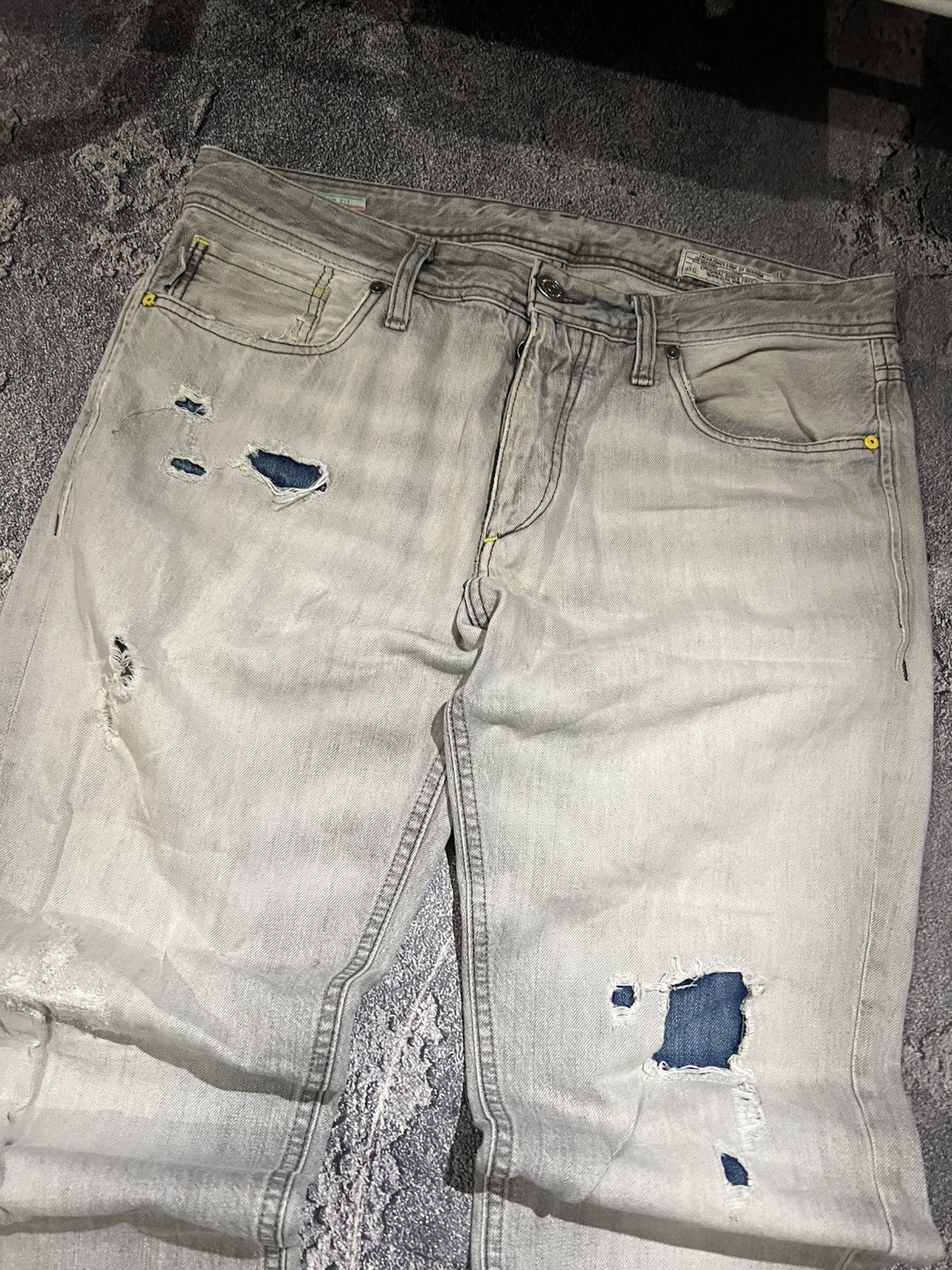 Japanese Brand Bullet Distressed Vintage Jeans — Slim Gray Fashion Style Size US 34 / EU 50 - 3 Thumbnail