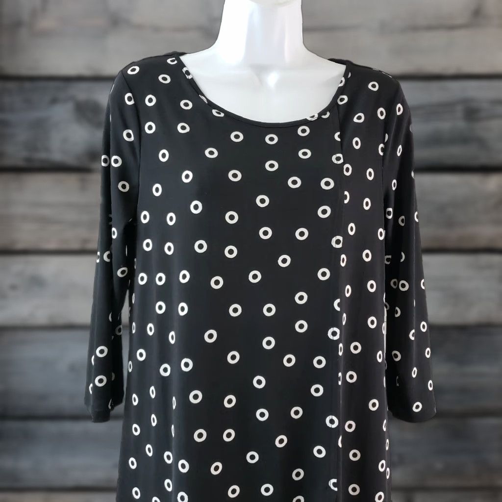 Vintage Chicos Womens Dress Short Black White 3/4 Sleeve S Pink? Size S / US 4 / IT 40 - 1 Thumbnail
