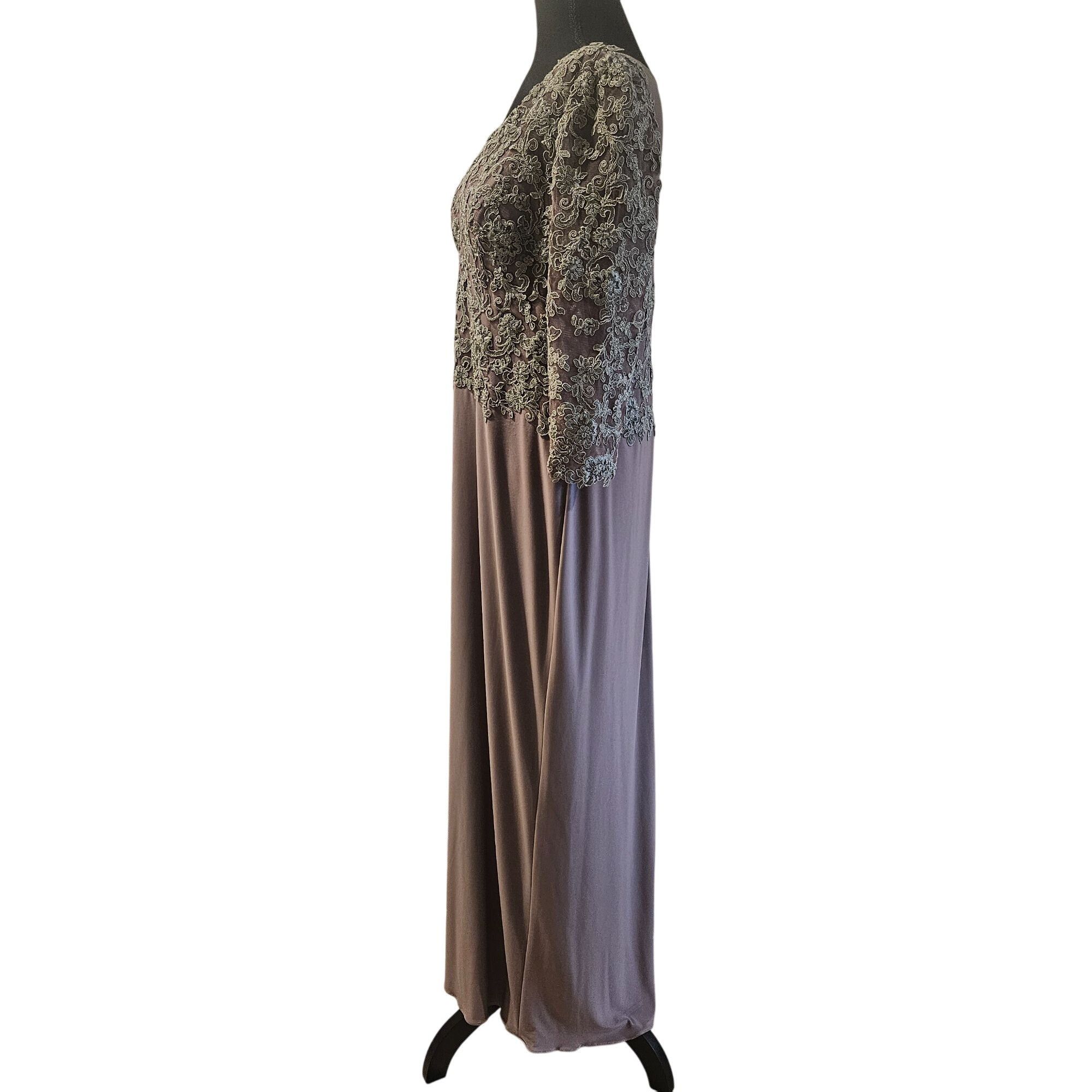 Other Jade Couture by Jasmine Lace Gown Gray 12 Formal Evening Dre Size XL / US 12-14 / IT 48-50 - 14 Thumbnail