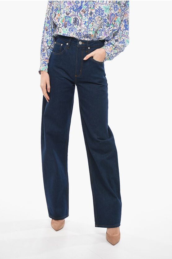 image of Frame Visible Stiching Straight Leg Barrell Jeans 23Cm in Blue, Women's (Size 27)