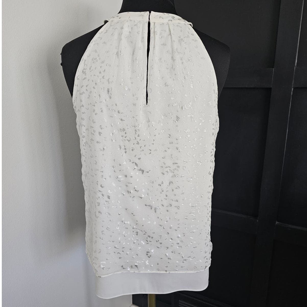 Diane von Furstenberg DVF Diane Von Furstenberg Parvay White/Metallic Silk Top 4 Size S / US 4 / IT 40 - 6 Thumbnail