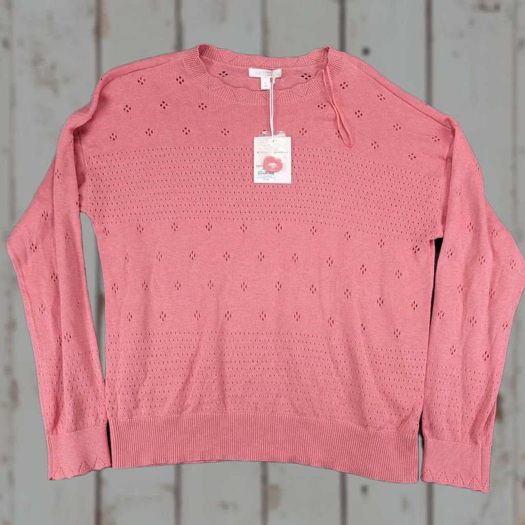 Vintage LC Lauren Conrad Pink Scalloped Pointelle Pullover Sweater NWT Large Women Size L / US 10 / IT 46 - 1 Thumbnail
