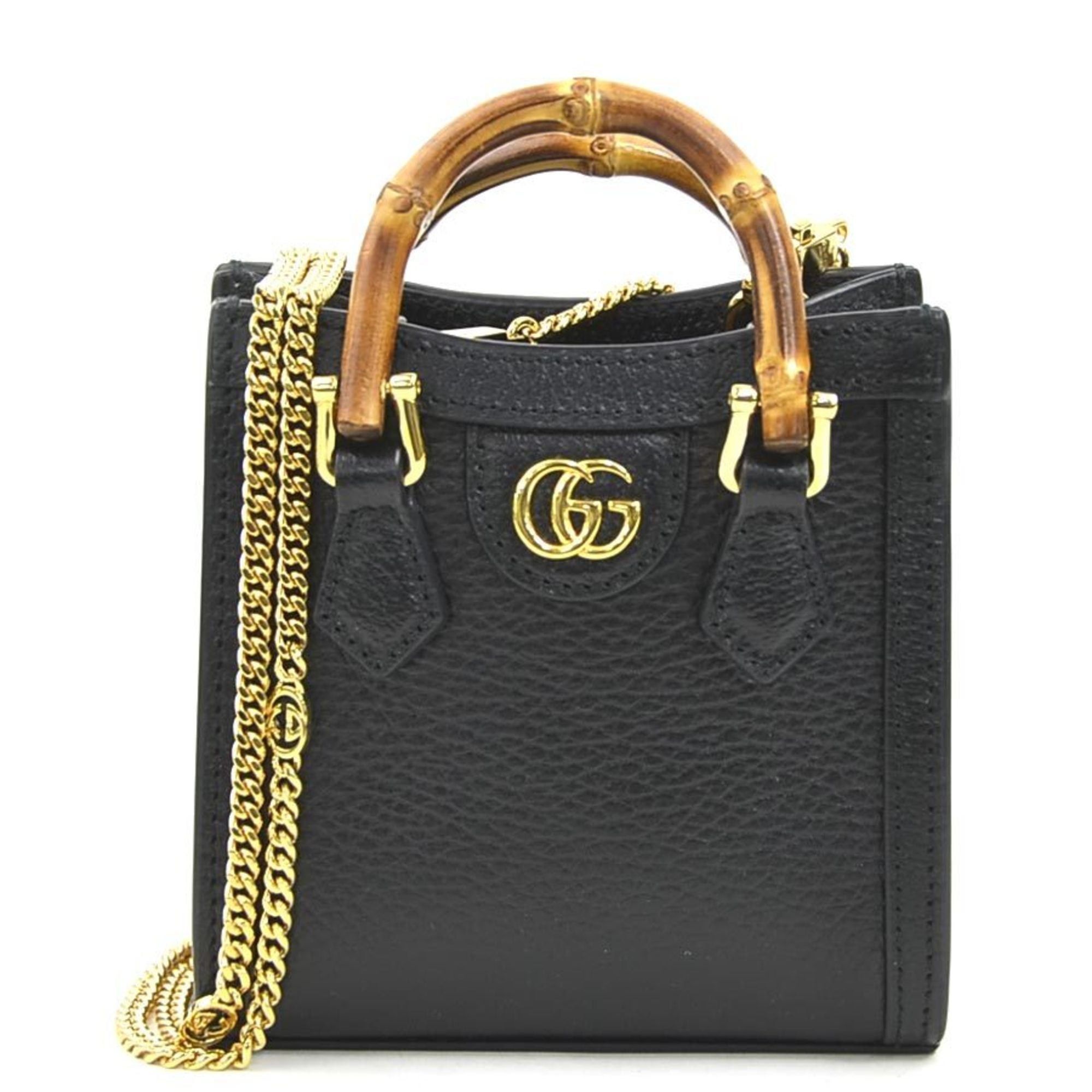 Gucci Gucci Diana Leather Shoulder Bag, Black, Women's, 760251 90229a Size ONE SIZE - 1 Thumbnail