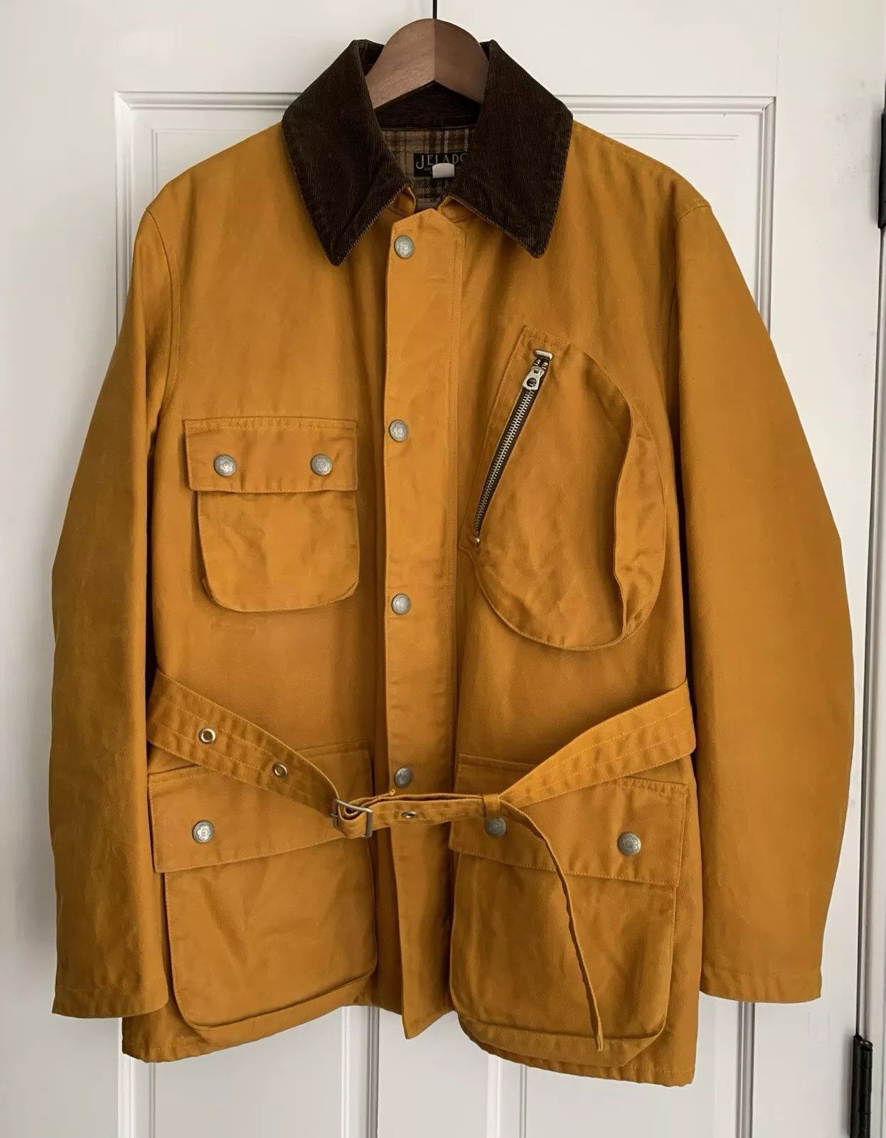 Jelado Jelado Men's Coat Yellow "Speedway Jacket" Waxed Made Japan Size US L / EU 52-54 / 3 - 1 Thumbnail