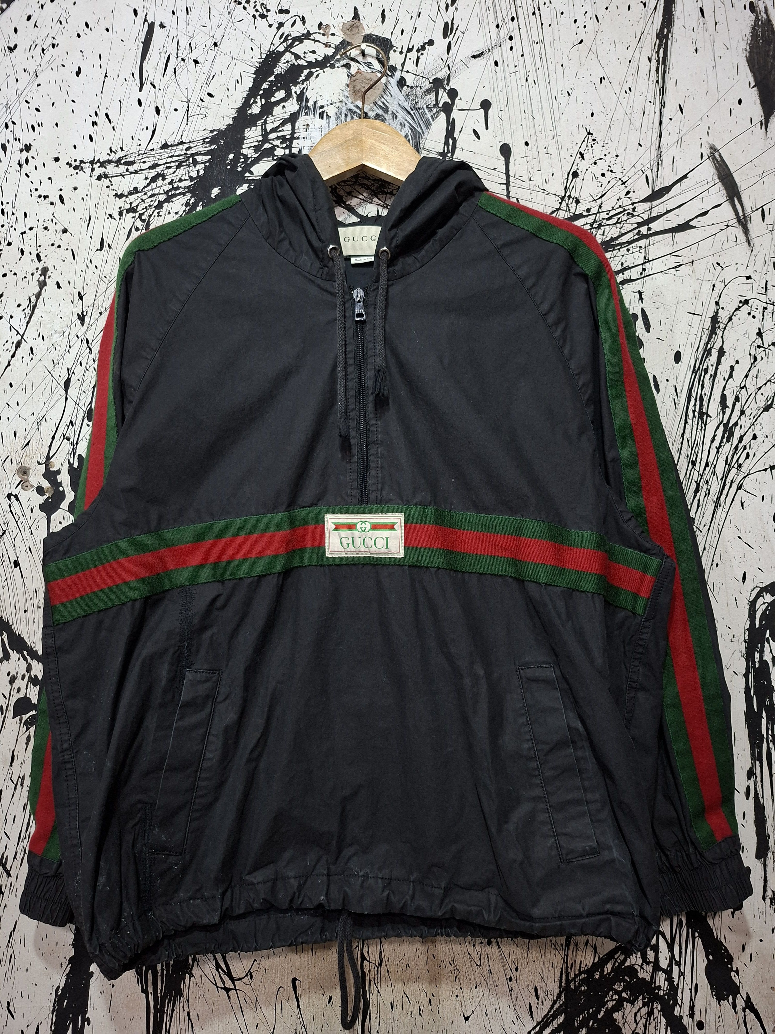 GUCCI SS 2017 WEB STRIPE HALF ZIP ANORAK JACKET