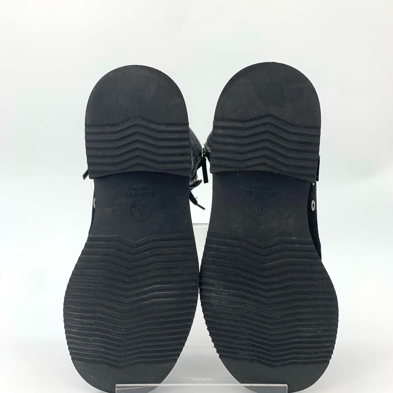 Chanel Black Suede & Textile Lace-Up Combat Boots With Side Zipper Size US 7 / EU 40 - 5 Thumbnail