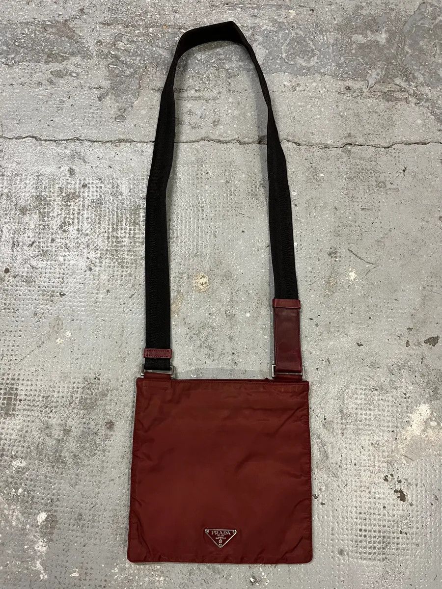 Archival Clothing x Prada 2000S Prada Red Eroded Shoulder Bag, Men's