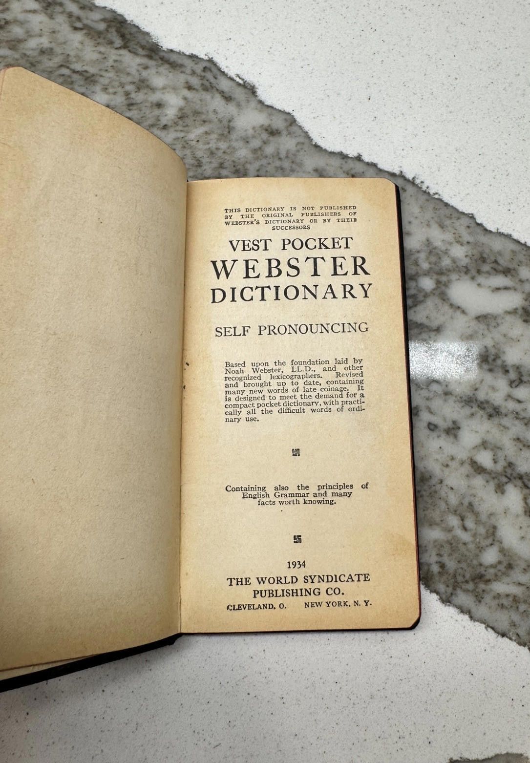Designer 1934 Vintage Vest Webster Dictionary New Census Edition Self Size ONE SIZE - 1 Thumbnail