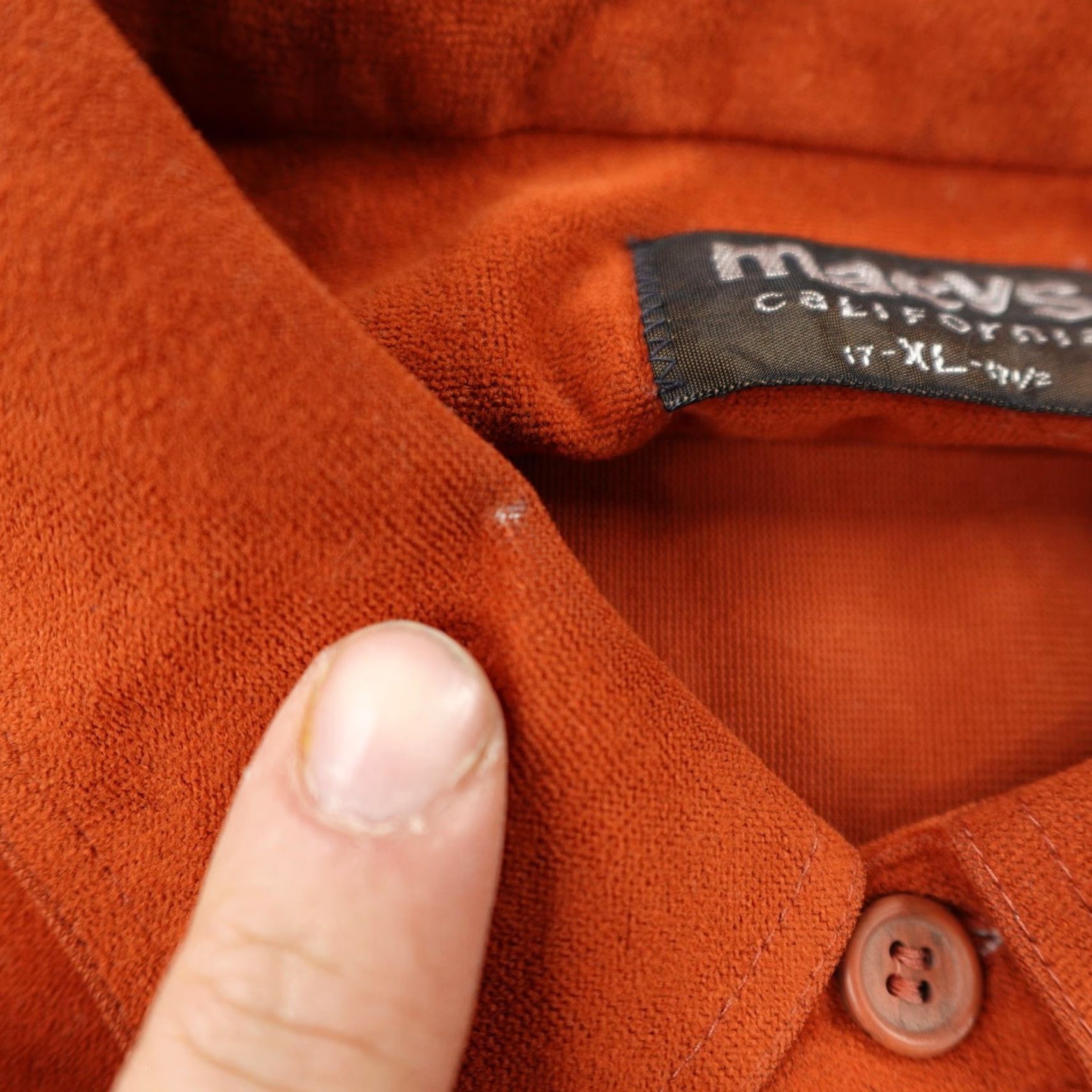 Vintage Vintage Macy's California Shirt Mens XL Rust Orange Velour Button Up Classic 70s Size US XL / EU 56 / 4 - 4 Thumbnail