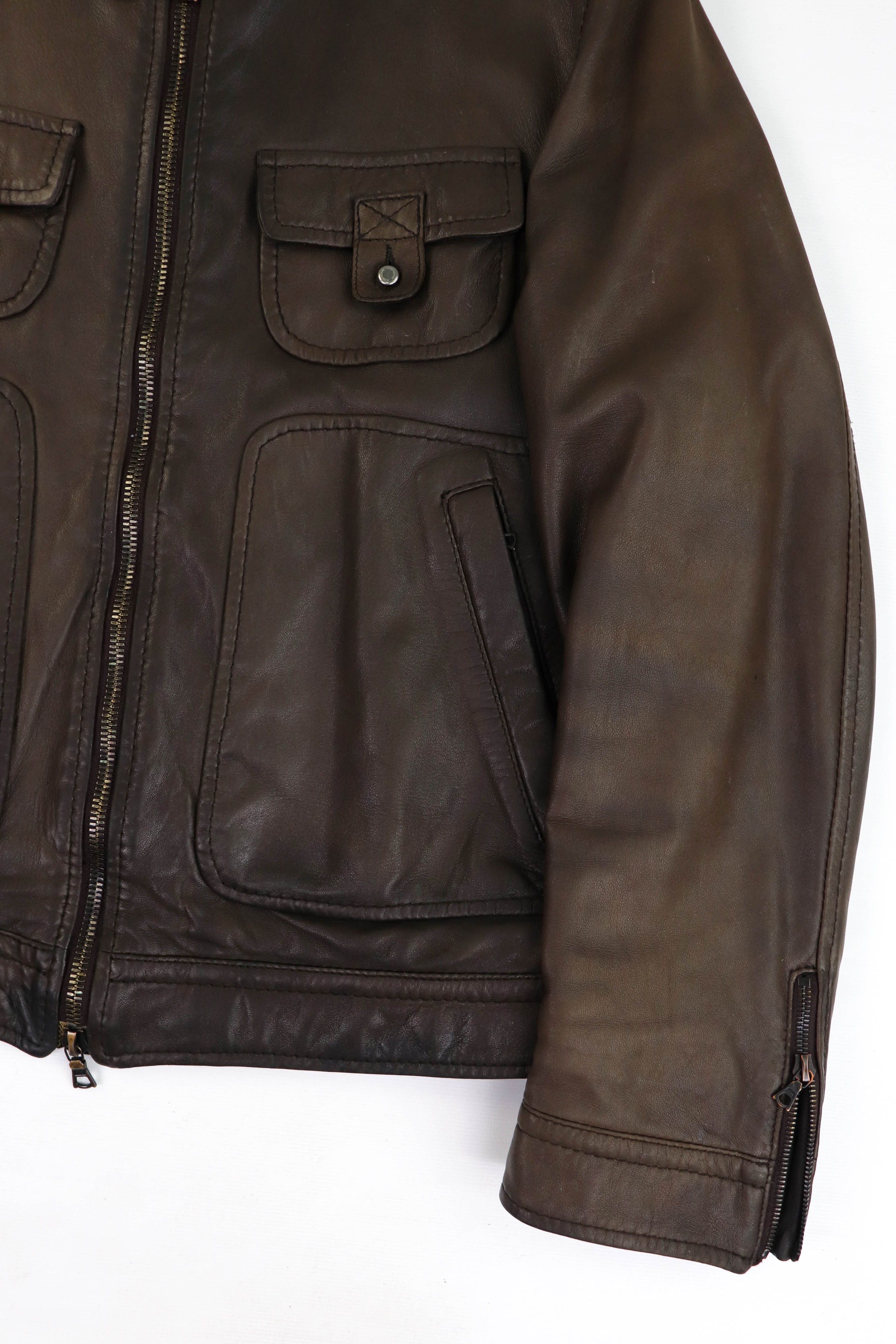 Cortigiani CORTIGIANI Faded Dark Brown RiRi Zippers Leather Jacket Size US M / EU 48-50 / 2 - 5 Thumbnail