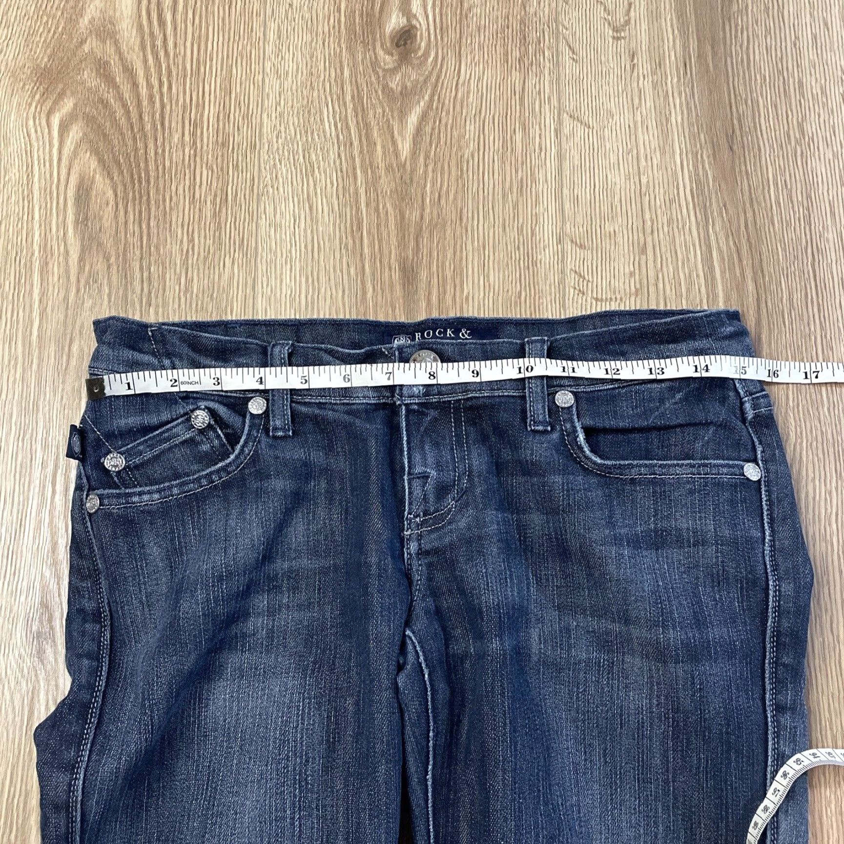 Vintage VINTAGE Rock & Republic Women's Jeans Flare Size 26 Blue Cotton Low Rise 90s Womens Size 31" - 5 Thumbnail