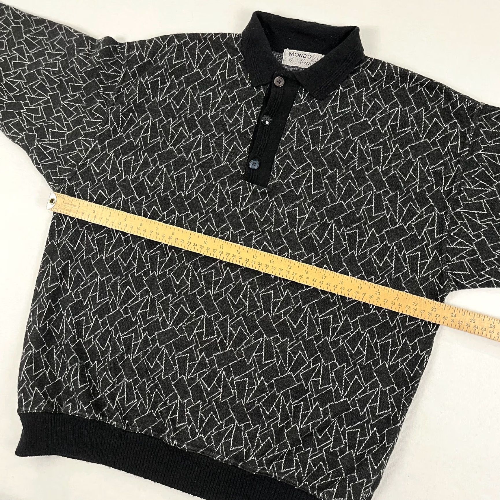Vintage Mondo di Marco Sweater Polo Mens XL Wool Blend Gray Geometric 90s Grandpa Jumper Classic Retro Outdoor Vintage Geometric Knit Size US XL / EU 56 / 4 - 6 Thumbnail