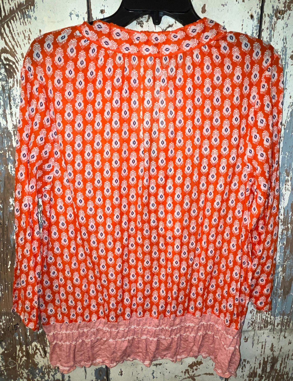 dylan Orange Boho Blouse Women's Medium Size M / US 6-8 / IT 42-44 - 5 Thumbnail