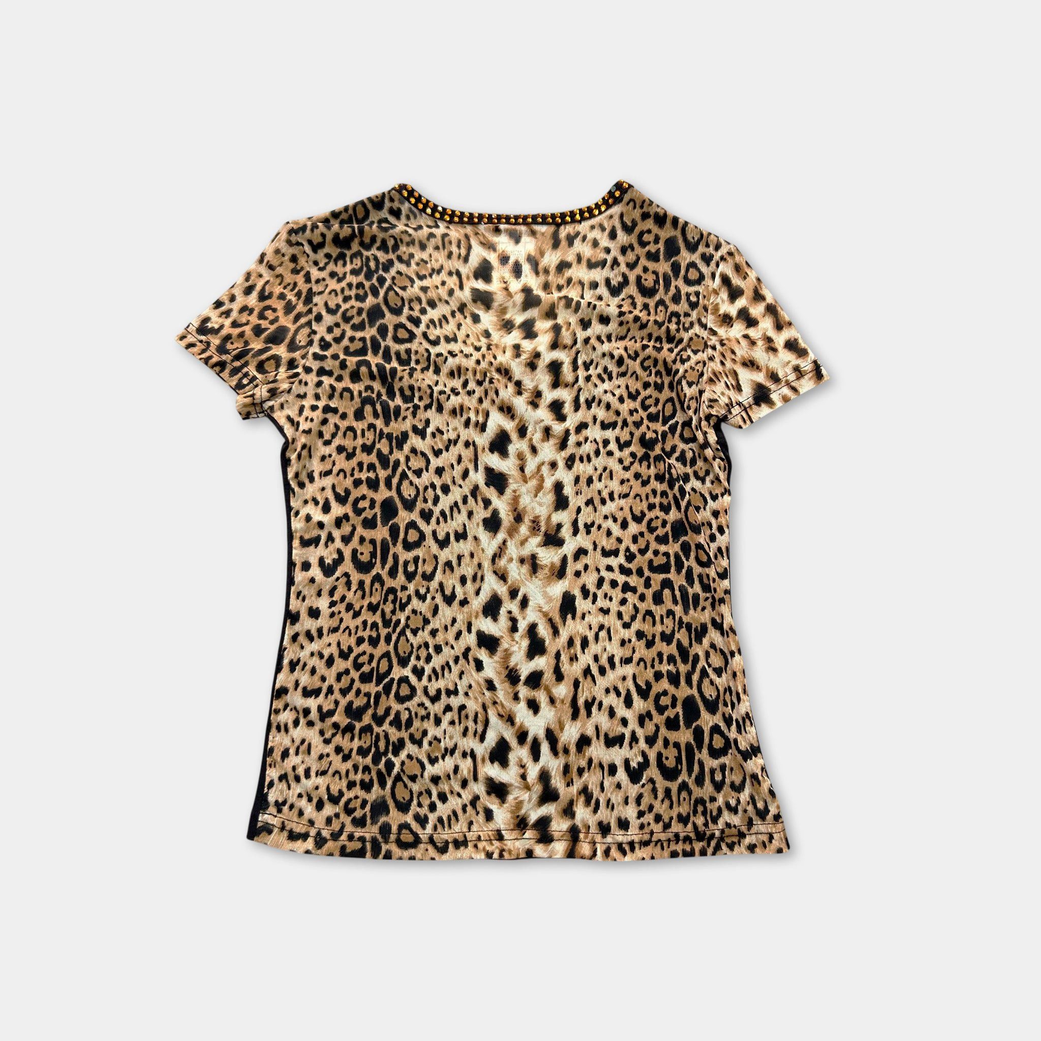 Dolce & Gabbana Dolce & Gabbana 2000s Rhinestone Leopard Tee Size S / US 4 / IT 40 - 5 Thumbnail