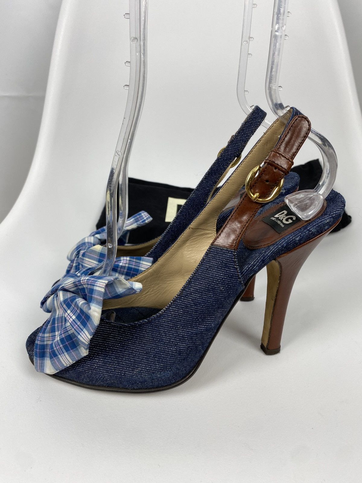 Dolce & Gabbana Dolce & Gabbana Denim Sandals Slingback Plaid size 38 Size US 8 / IT 38 - 4 Thumbnail