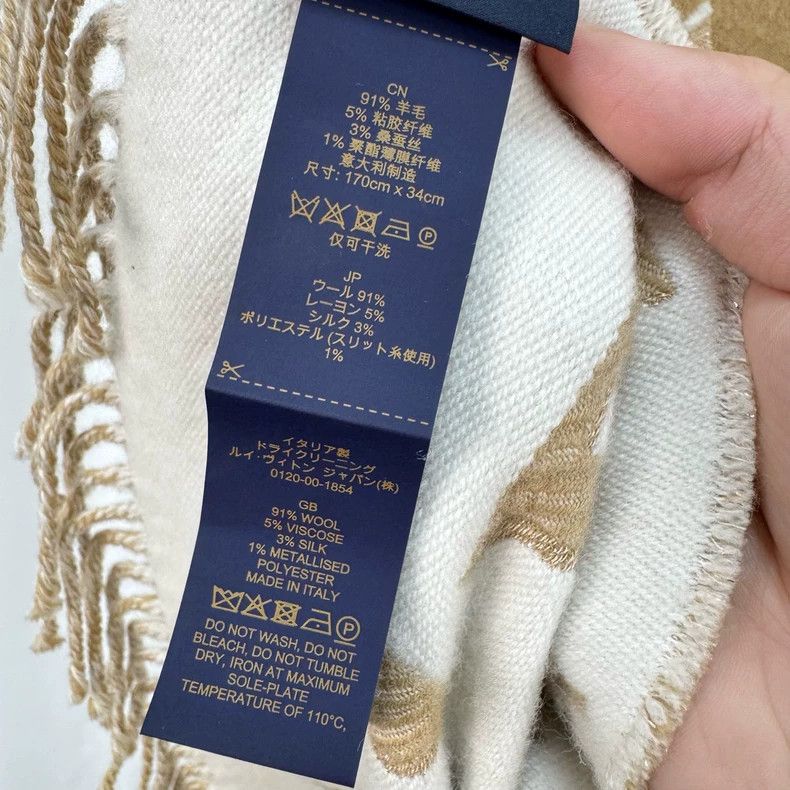 Louis Vuitton Louis Vuitton Gold thread embroidered cashmere scarf with Size ONE SIZE - 7 Thumbnail