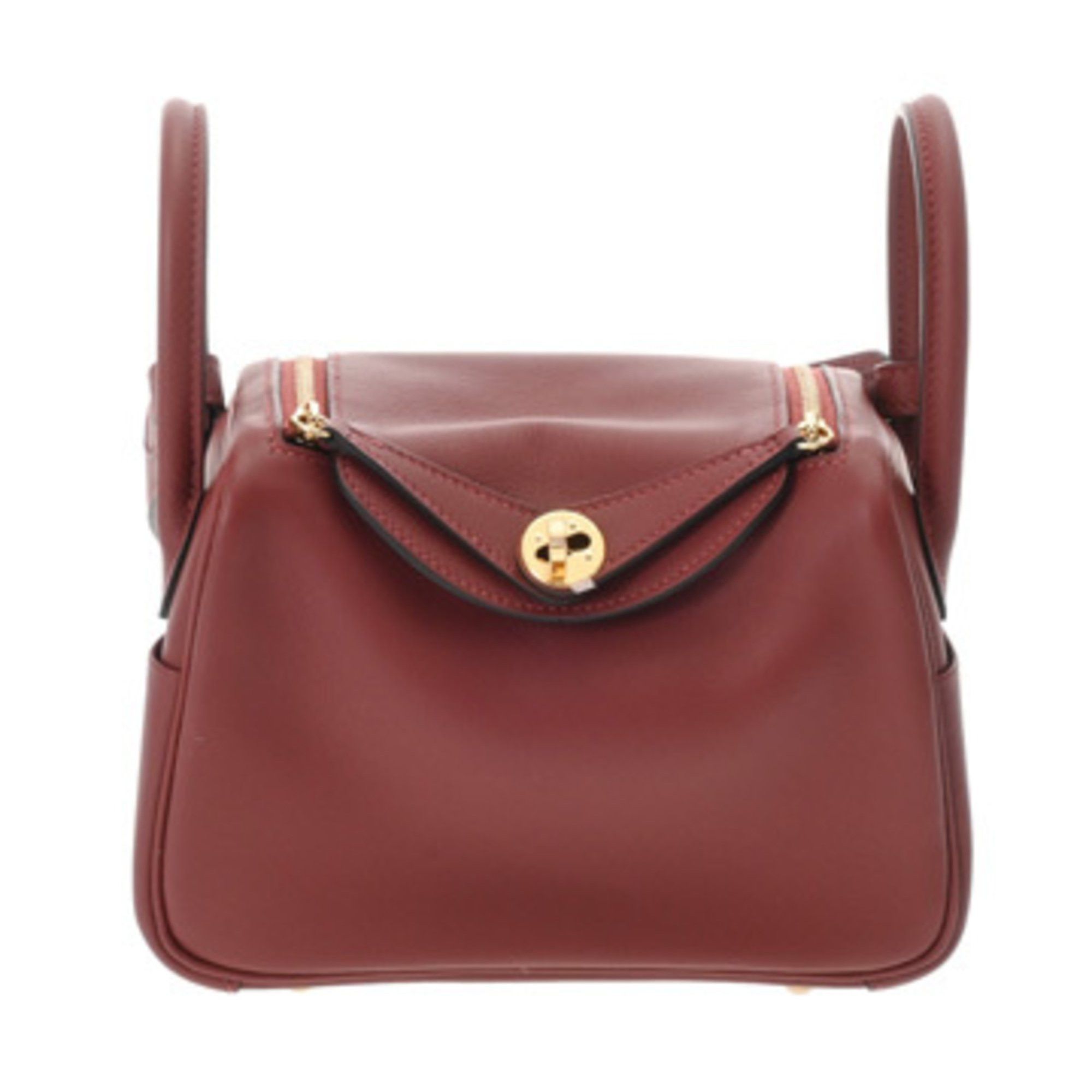 Hermes Lindy Mini 2 Rouge H W Stamp (Around 2024) Women's Swift Leather Shoulder Bag Like New