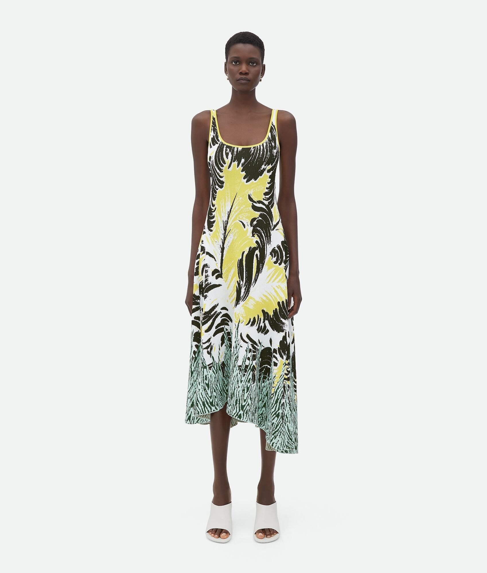 Bottega Veneta o1bcso1str0225 Graphic Viscose Asymmetric Midi Dress Size XS / US 0-2 / IT 36-38 - 1 Thumbnail