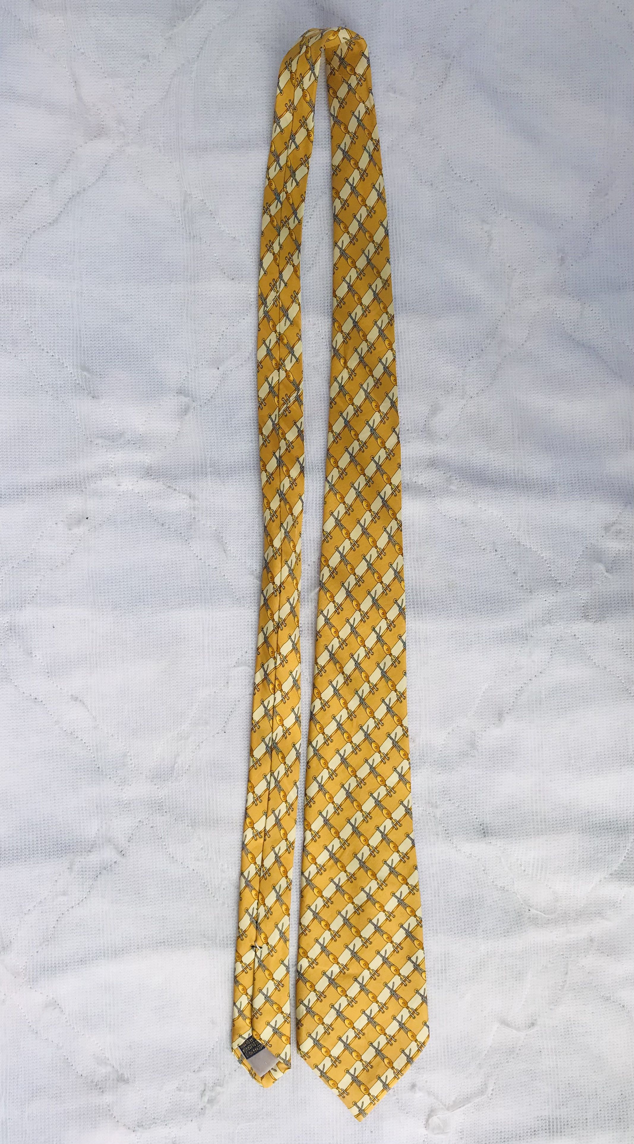 Celine Celine Paris Men's Silk Tie Yellow Monogram Luxury NECKTIE Size ONE SIZE - 2 Thumbnail
