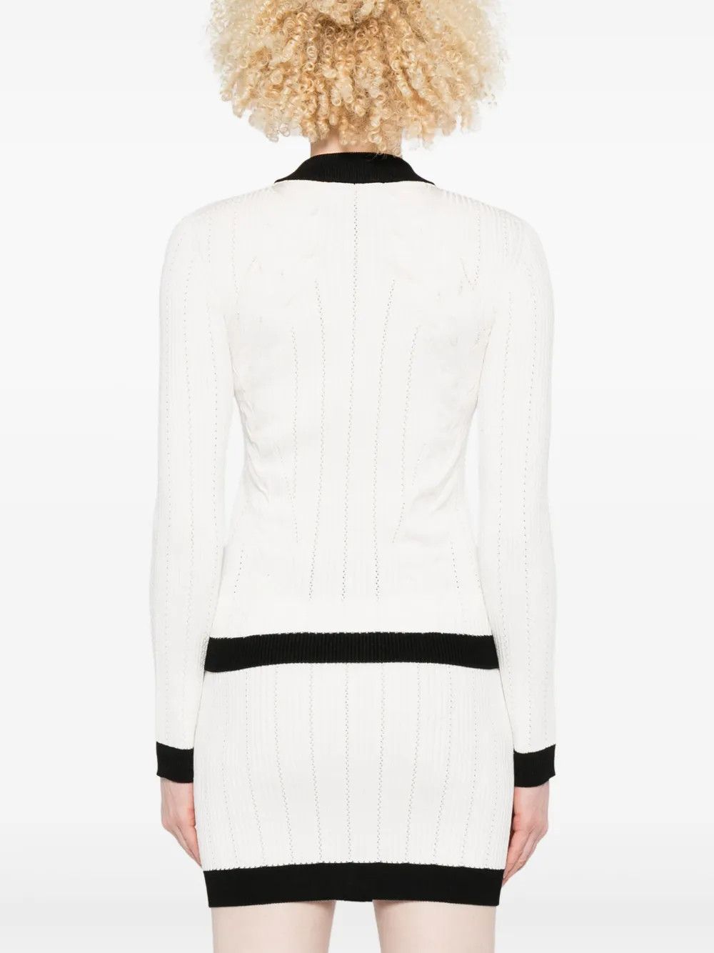 Balmain o1loc1c0526 Two-tone Cardigan in White/Black Size XS / US 0-2 / IT 36-38 - 4 Thumbnail