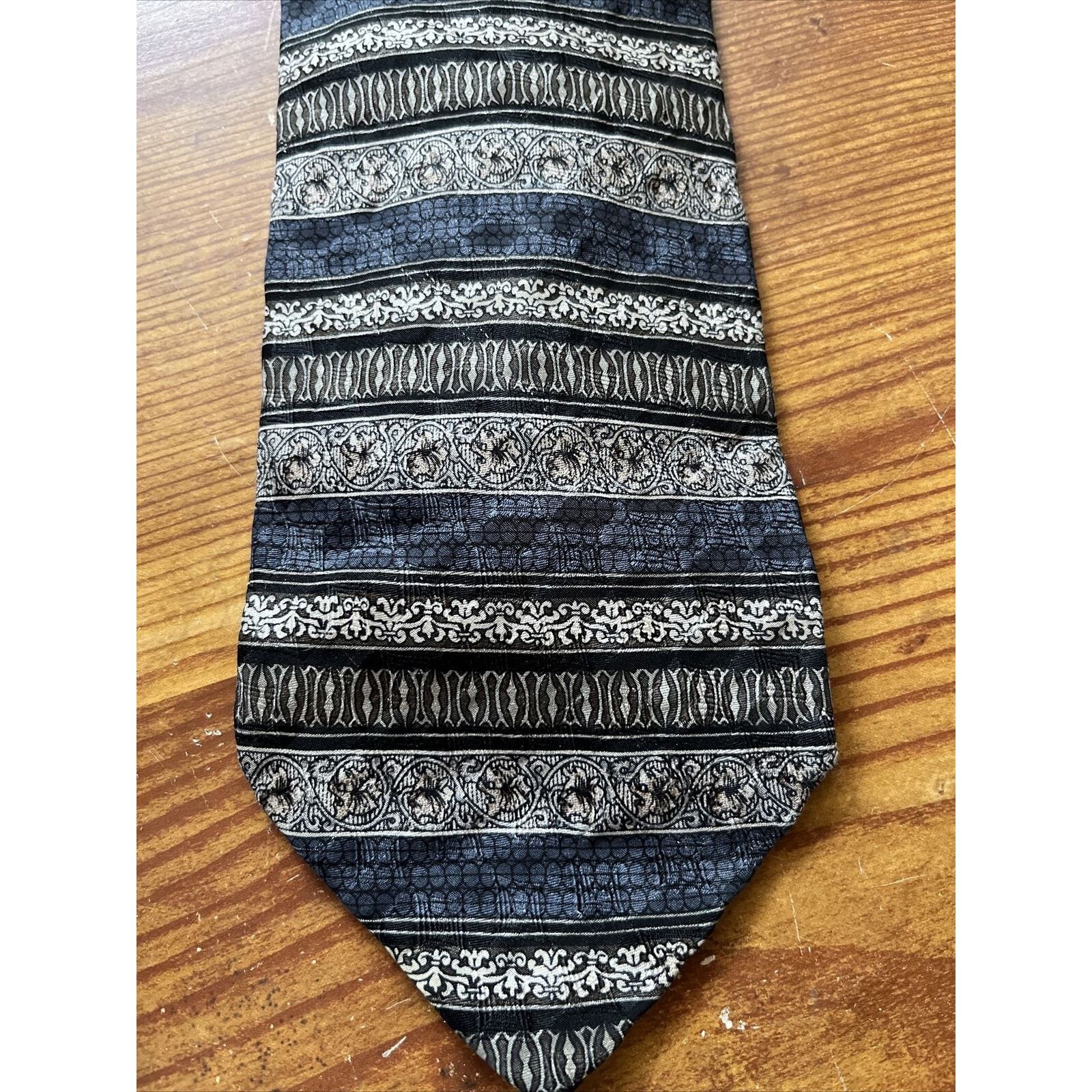 Other TESORO ROSSO Uomo Moda - Men's silver blue Silk Neck Tie Size ONE SIZE - 2 Thumbnail