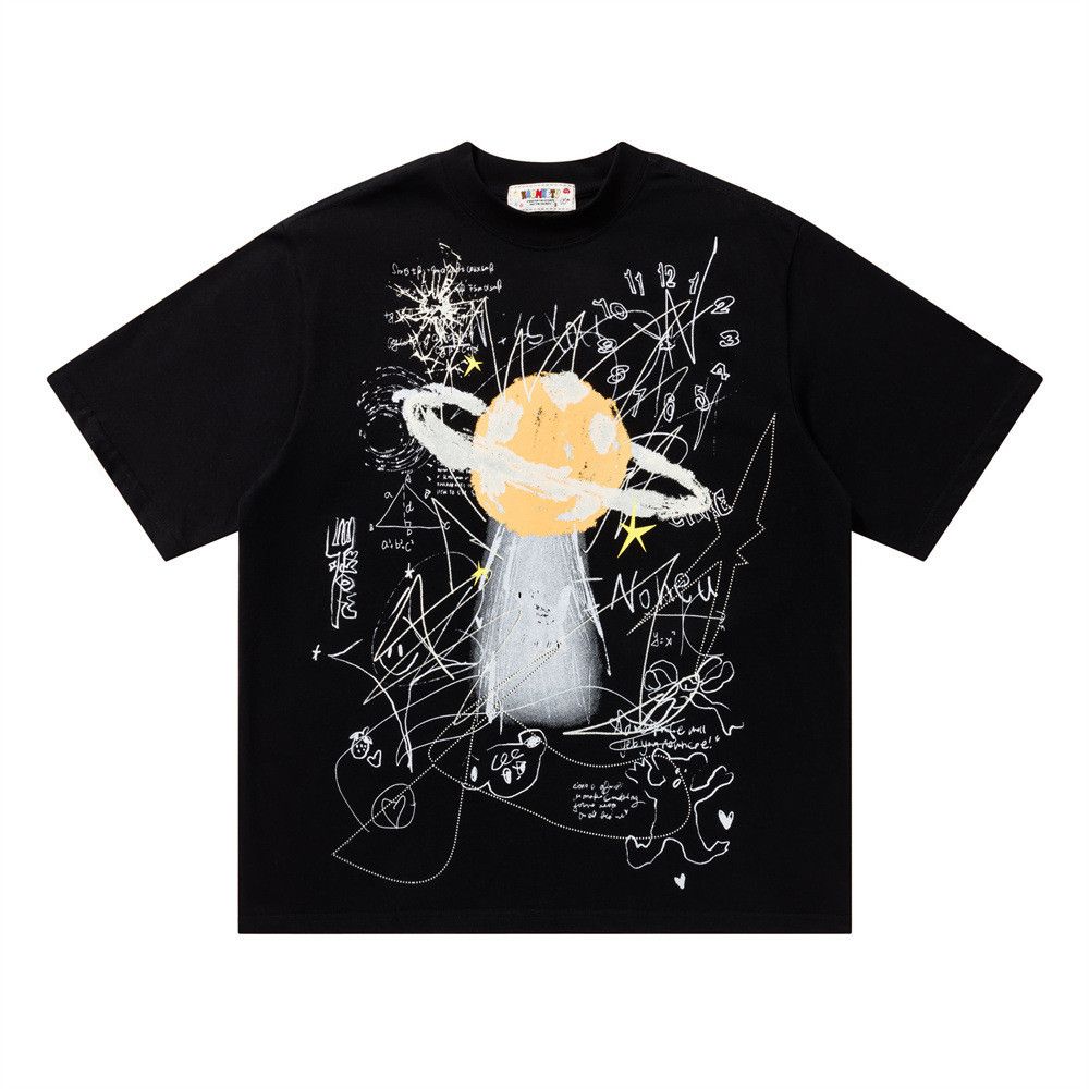 Japanese Brand Loose-Fit Casual Hip-Hop Spaceship Graffiti T-Shirt Size US M / EU 48-50 / 2 - 1 Thumbnail