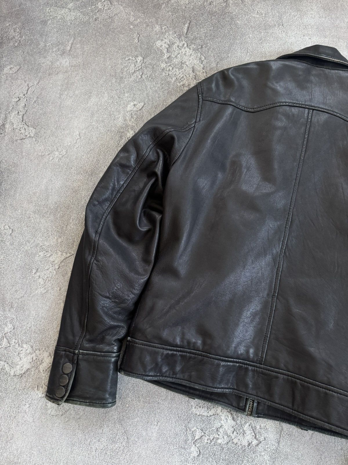 Genuine Leather Retro M/size leather aviator bomber zip jacket pilot track Size US M / EU 48-50 / 2 - 14 Thumbnail