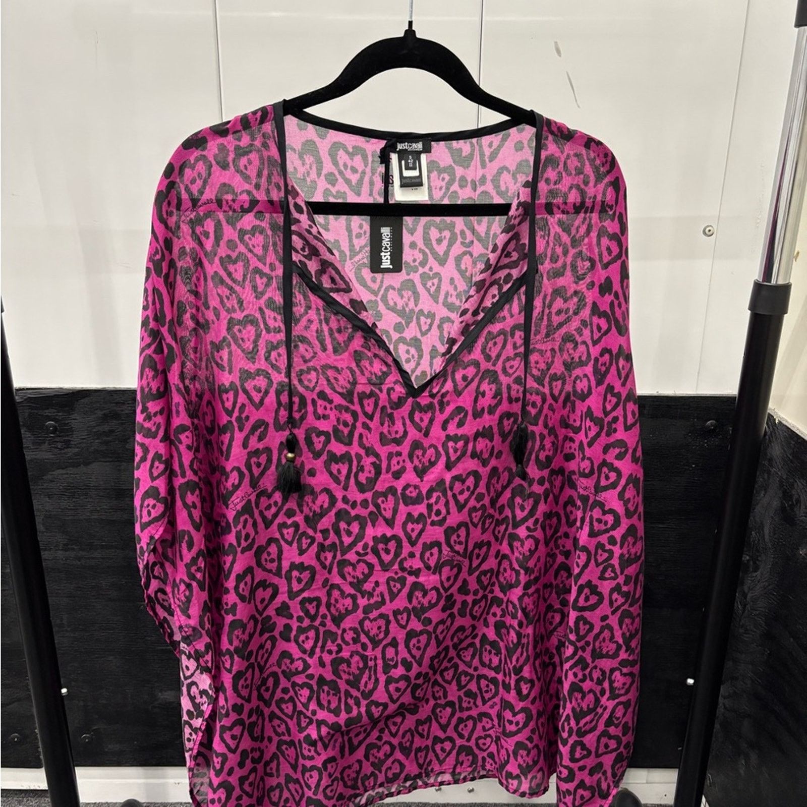 Just Cavalli NWT Just Cavalli Fuchsia Leopard kaftan cover up beachwear S Size ONE SIZE - 4 Thumbnail