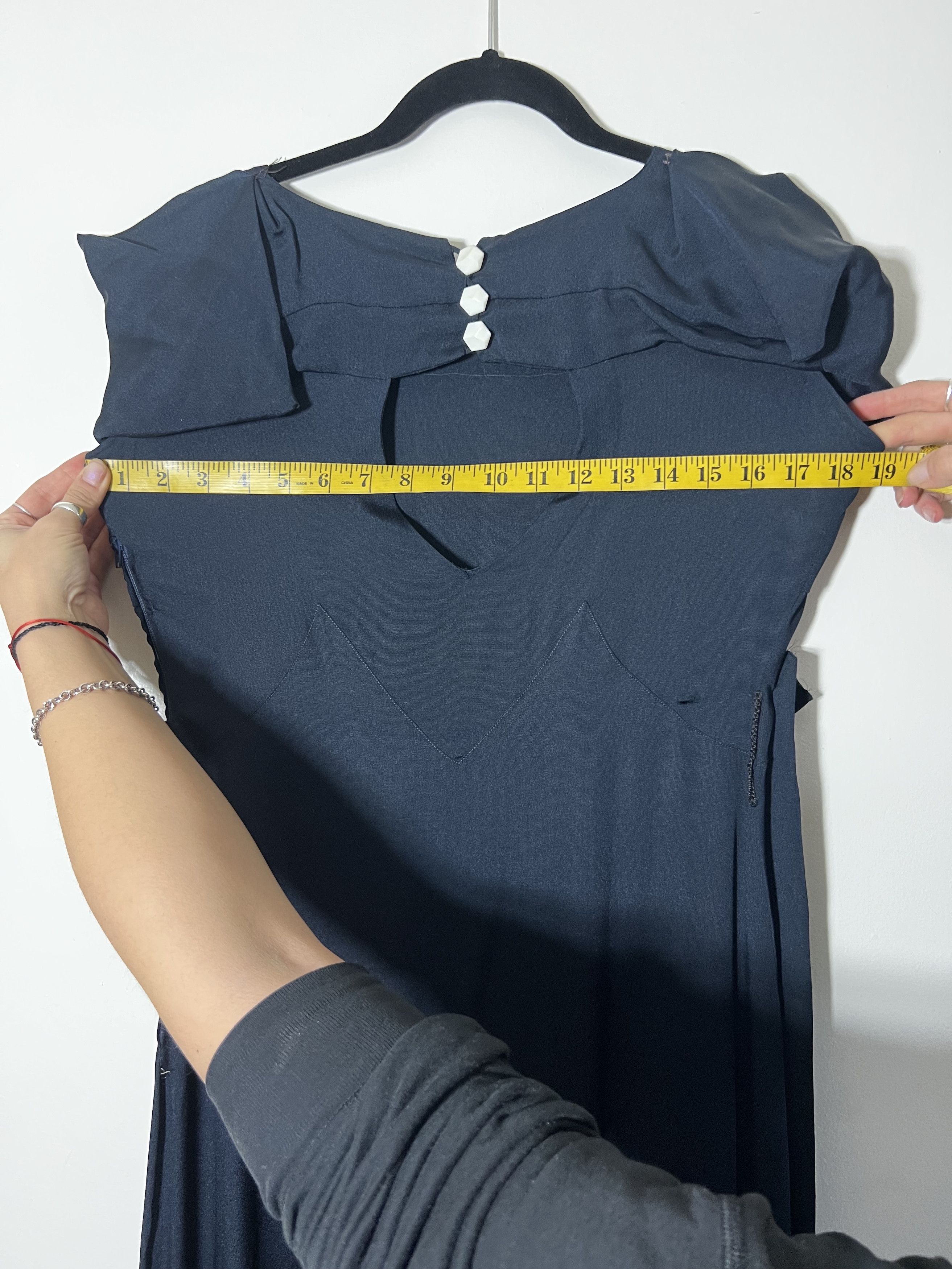Other × Vintage Vintage 1940's Dark Blue Gown w White Bakelite Buttons Size M / US 6-8 / IT 42-44 - 15 Thumbnail