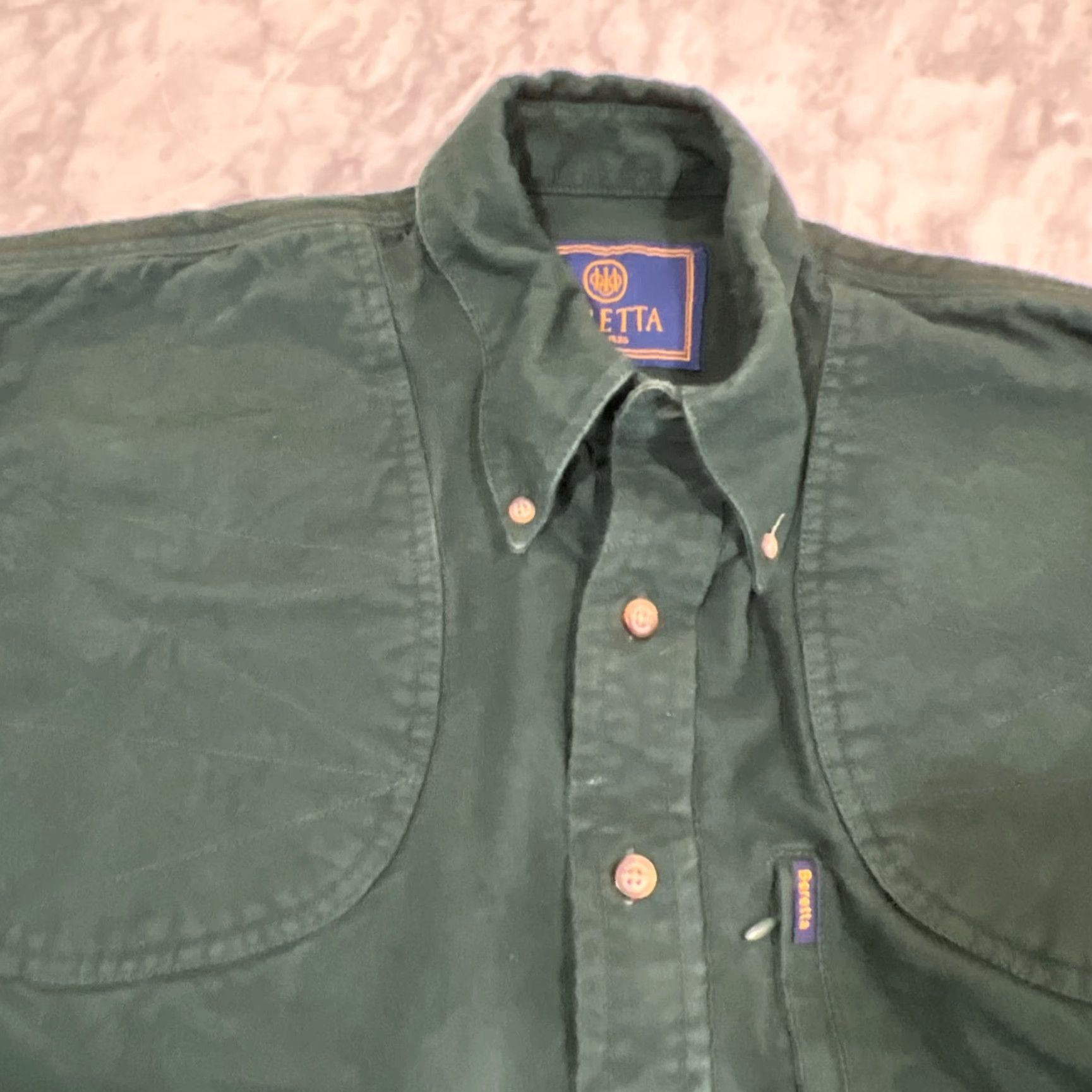 Vintage Beretta Men’s Large Flannel Hunting Shirt Long Sleeve Button-Up Forest Green Pockets Outdoor Fall Winter Size US L / EU 52-54 / 3 - 4 Thumbnail