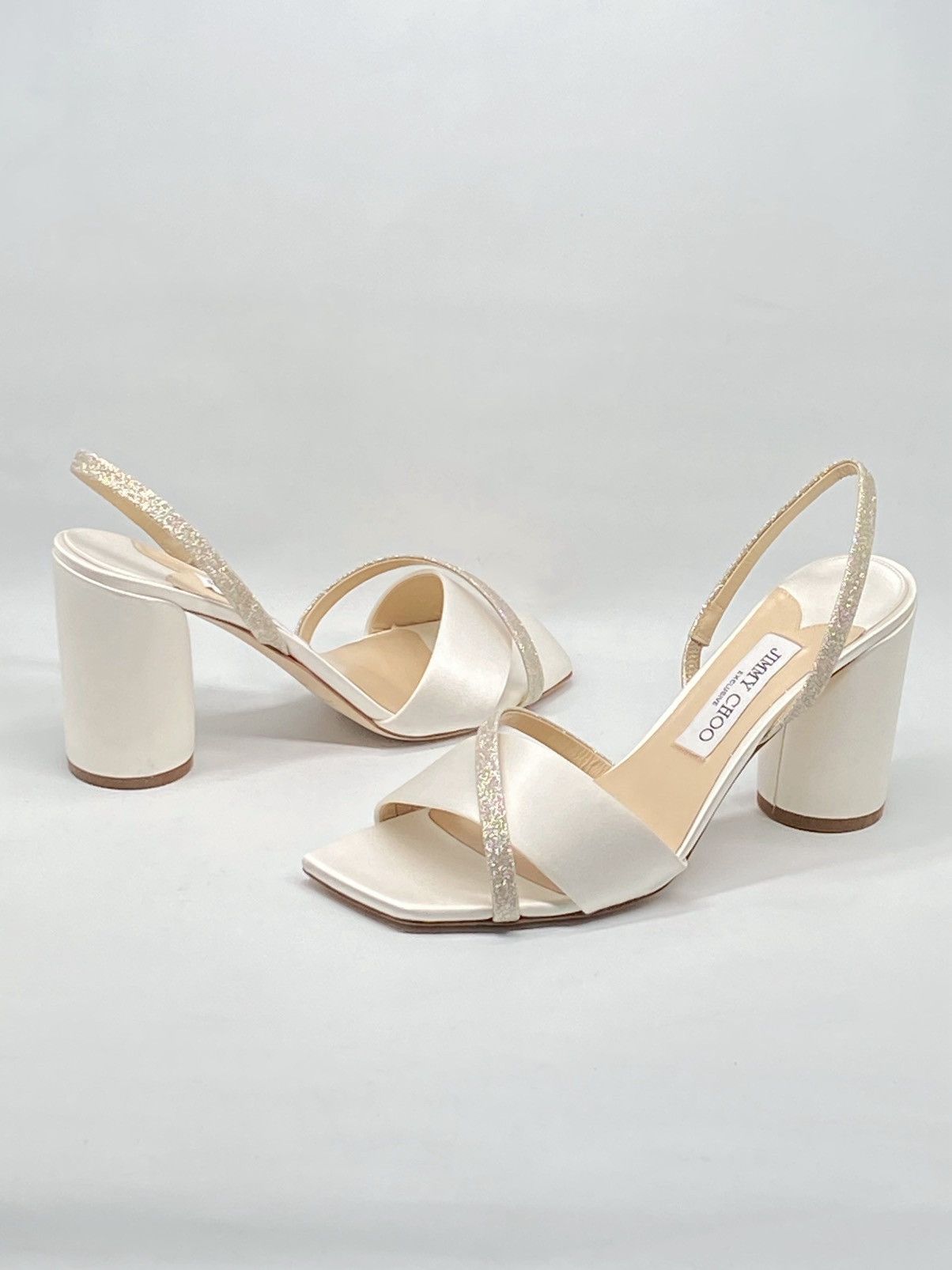 Jimmy Choo Jimmy Choo Plum Satin & Glitter Slingback Sandals size 39.5 Size US 9.5 / IT 39.5 - 9 Thumbnail