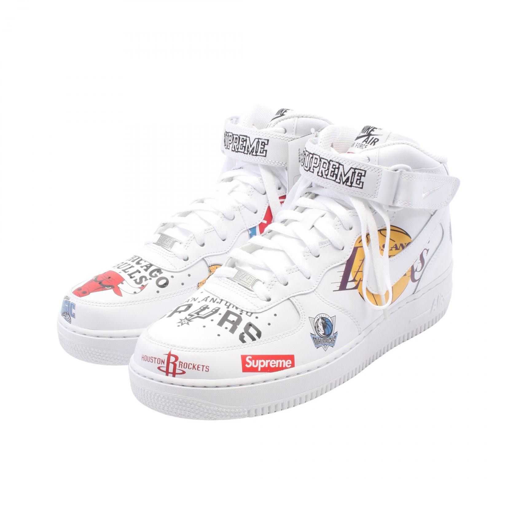 Supreme Supreme × Nike Air Force 1 Mid '07 Leather Sneakers Leather Shoes Aq8017-100 in White, Men's