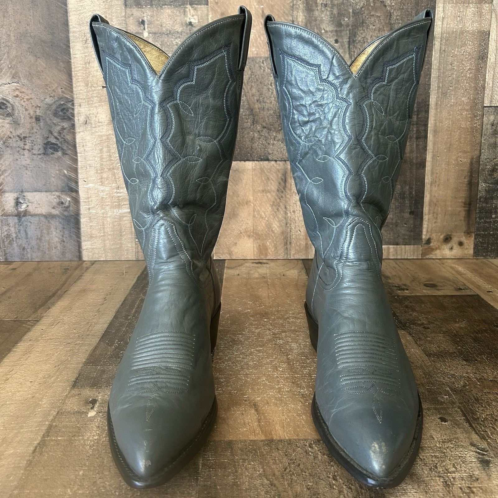 Tony Lama Tony Lama Vintage Gray Western Cowboy Boots Mens 9.5 EE Size US 9.5 / EU 42-43 - 12 Thumbnail