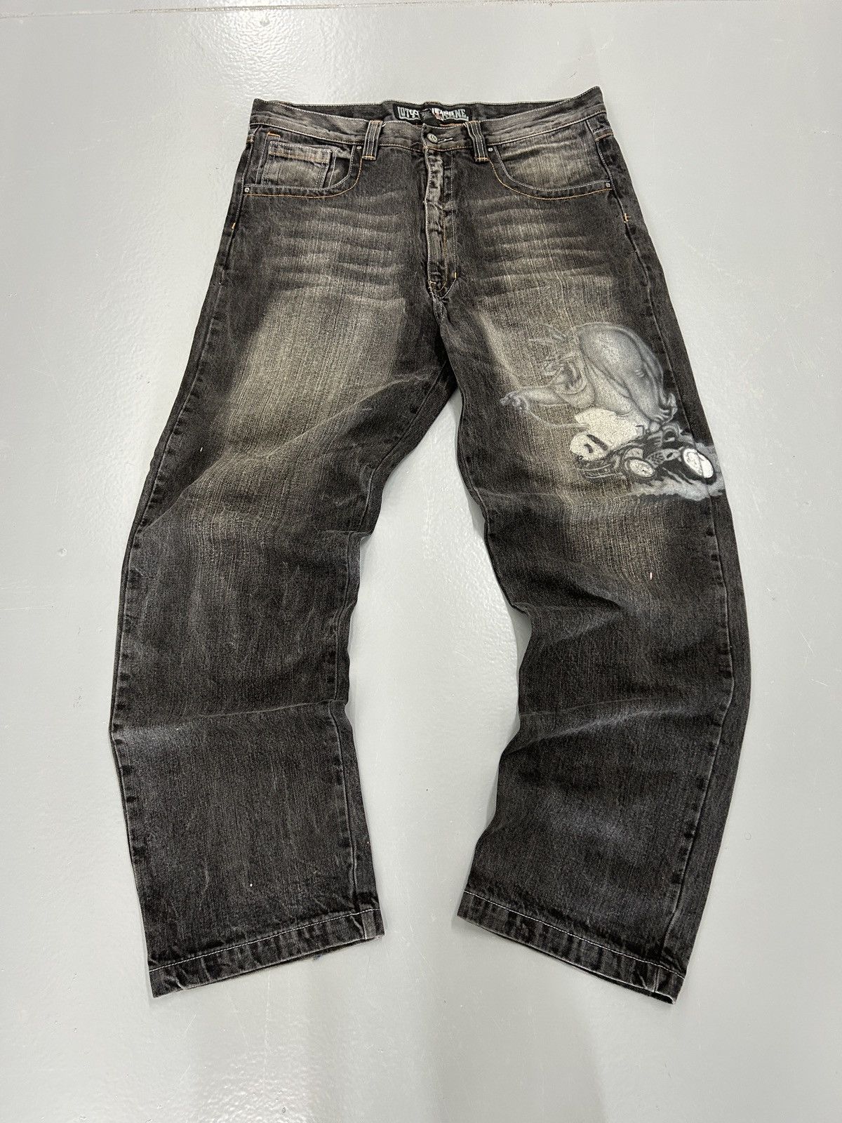 Crazy vintage y2k faded black jnco style baggy jeans wide