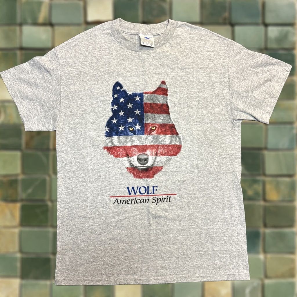 Vintage Tennessee River TShirt Grey Wolf Patriotic Cotton M USA Flag Graphic Tee Men Short Sleeve Crew Neck Blue Size US M / EU 48-50 / 2 - 1 Thumbnail