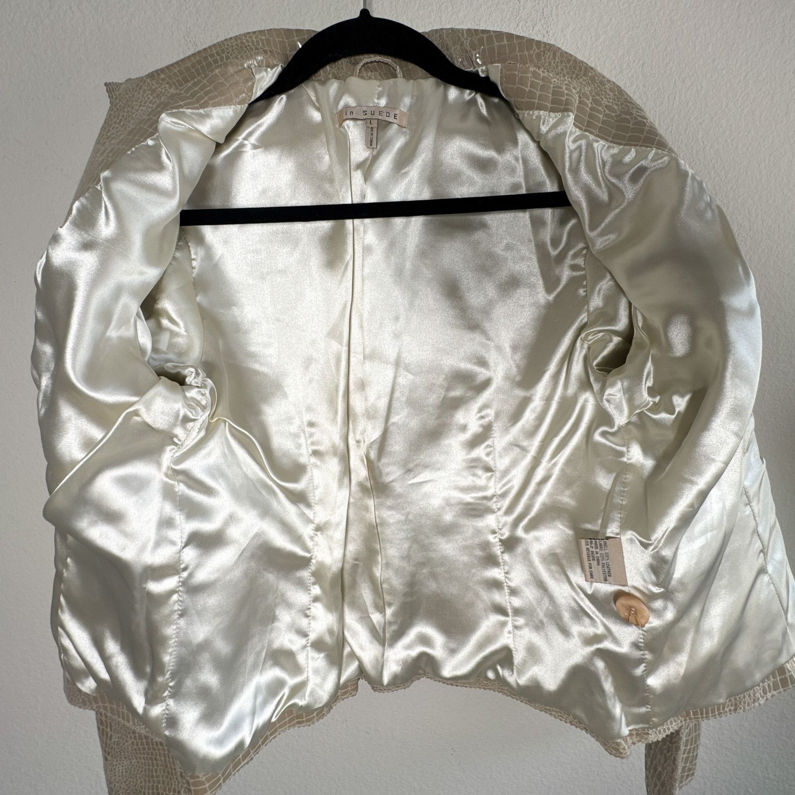 Other Croc Embossed Leather Blazer Jacket Beige Glossy Textured Size L / US 10 / IT 46 - 8 Thumbnail