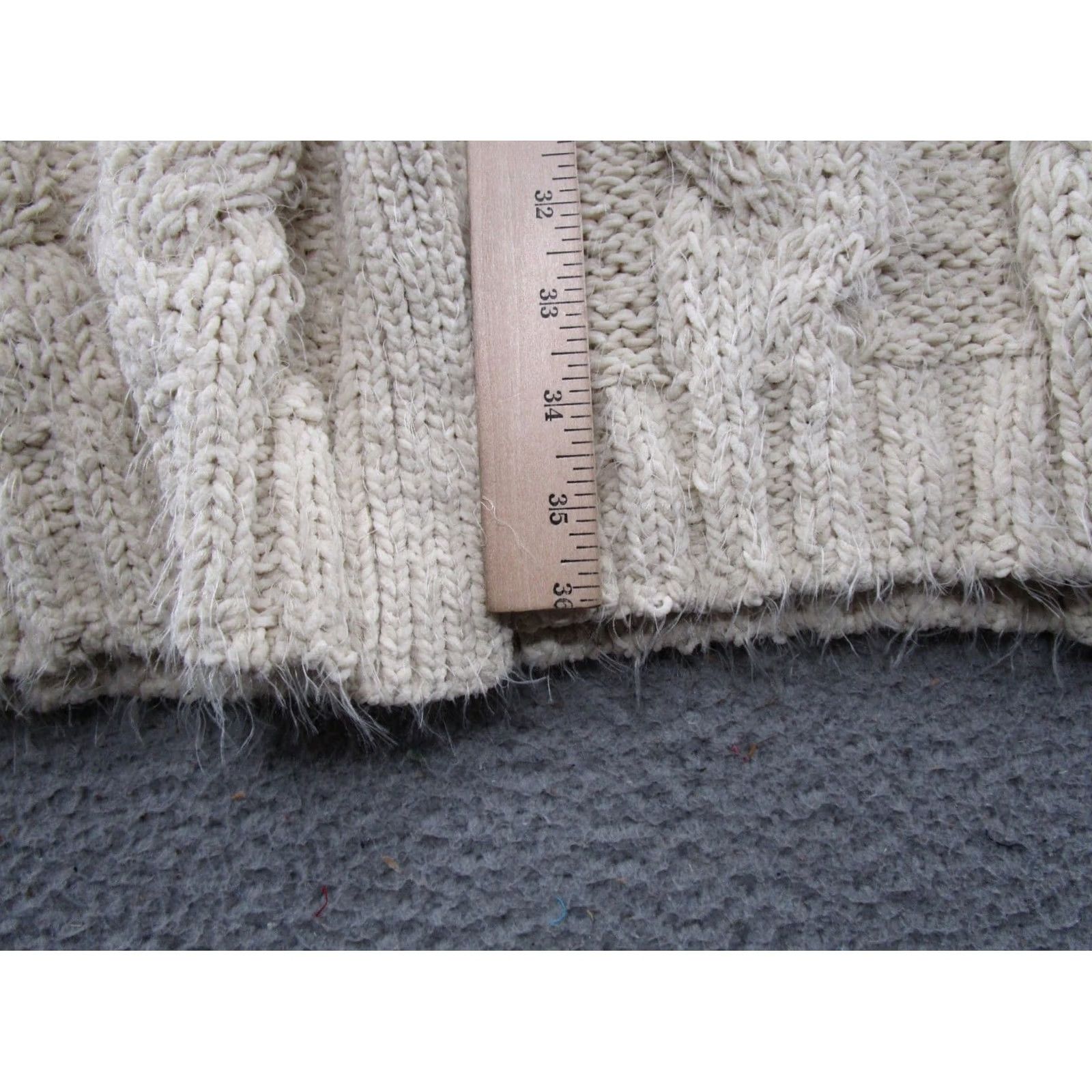 Vintage POL Women's Open Front Ivory Distressed Knit Heavy Cardigan Sweater M Boho Sweater Cardigan Womens Size M / US 6-8 / IT 42-44 - 6 Thumbnail
