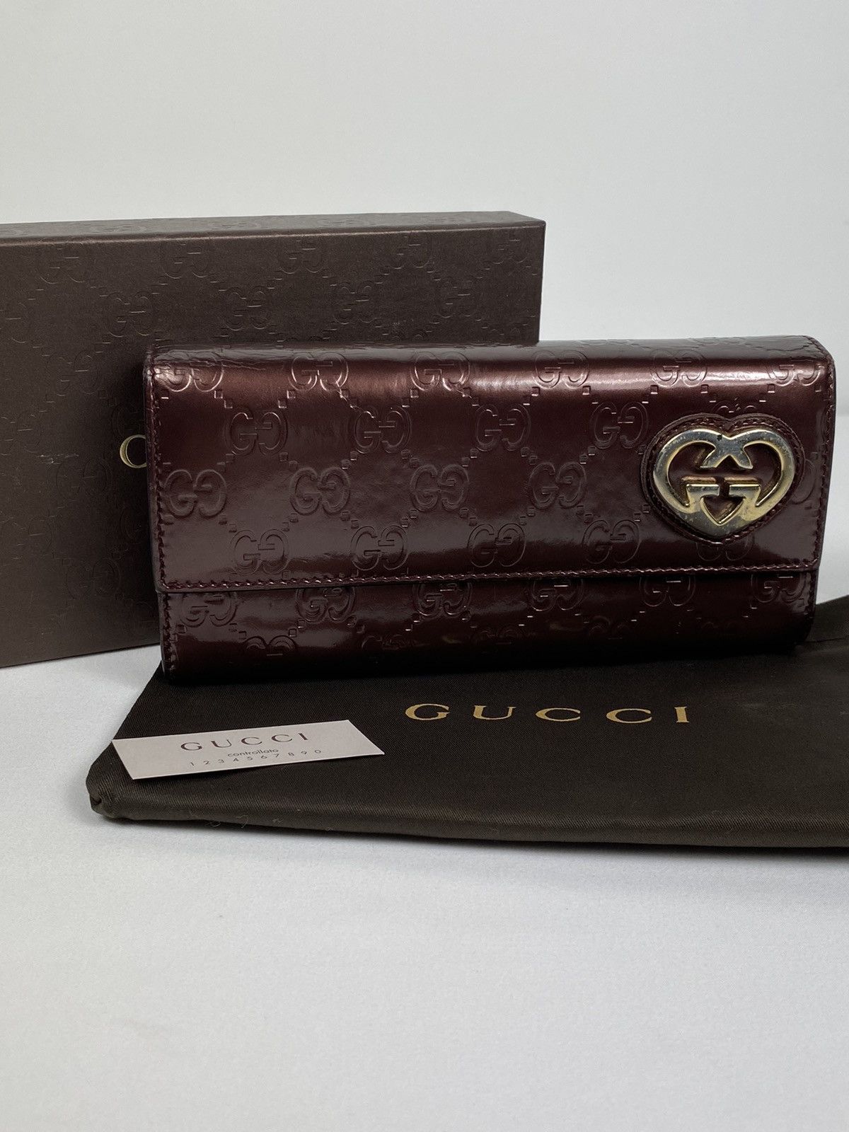 Gucci GG Guccissima Heart leather long wallet