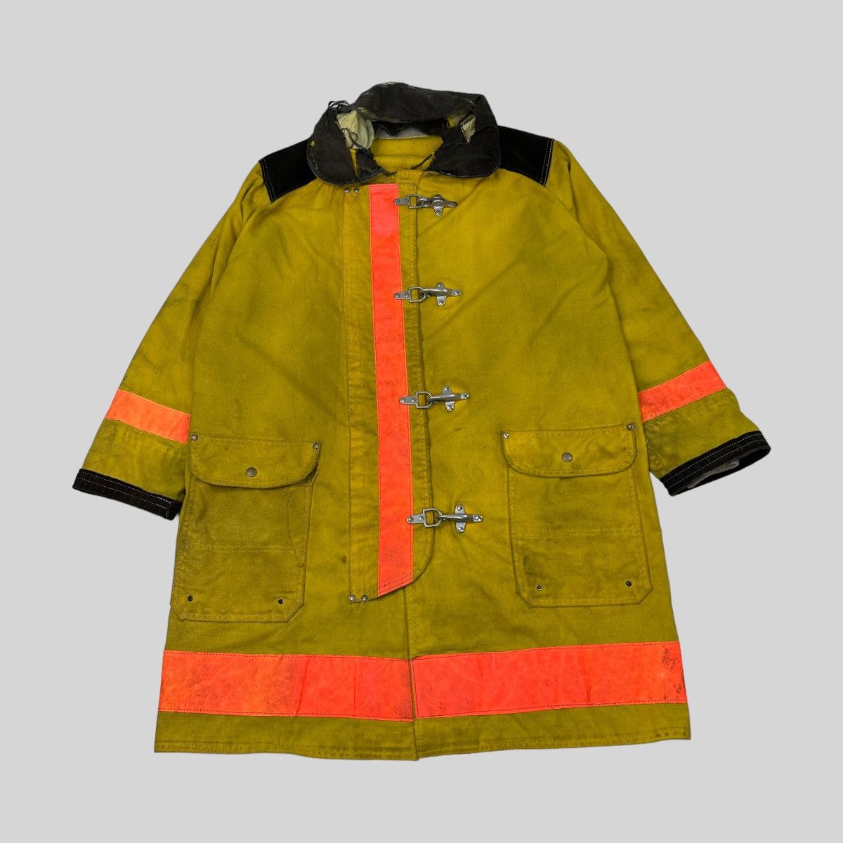 image of Vintage 1960S Buckle Front Fireman Jacket in Yellow, Men's (Size XL)